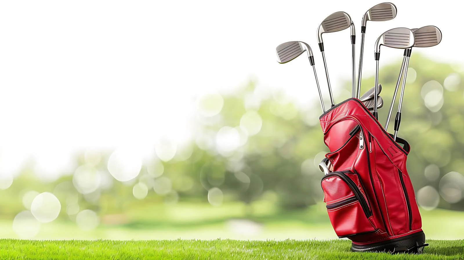 Professional Golf Bag and Clubs on Defocused Course — free download from Dotvec