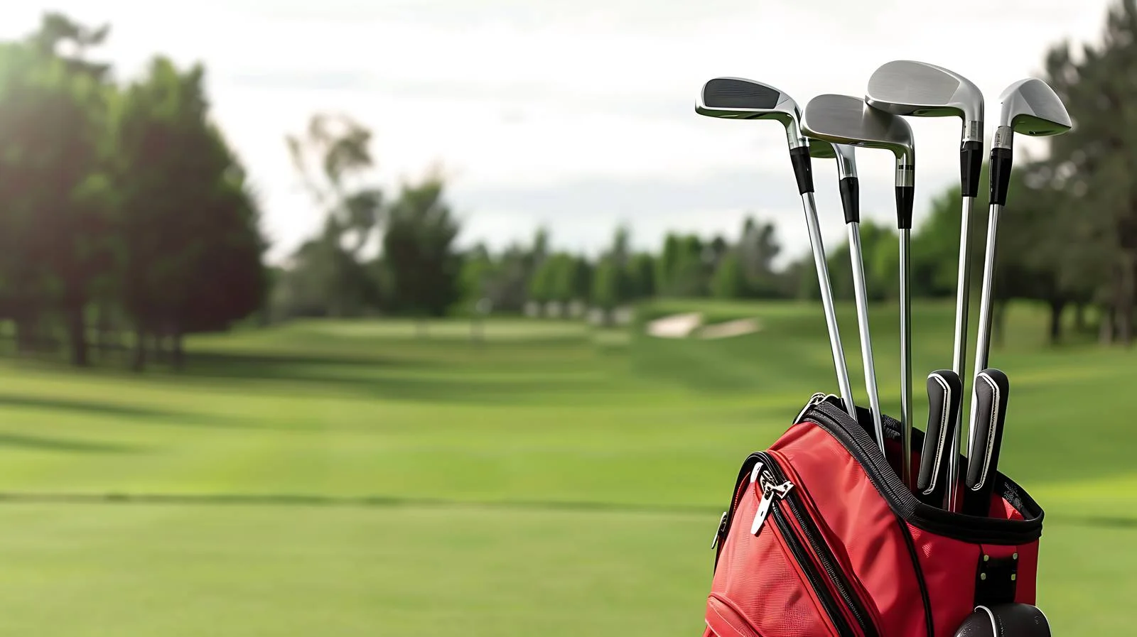 Elegant Golf Bag and Clubs on Course — free download from Dotvec
