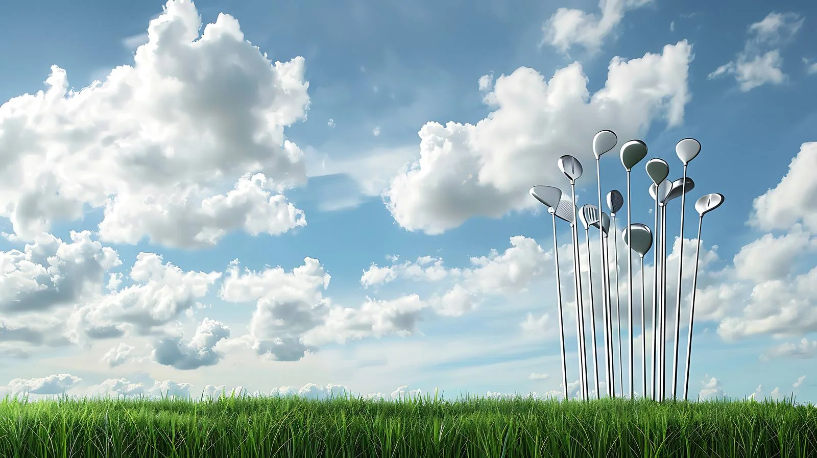 Dramatic Sky over Golf Clubs on Grass — free download from Dotvec