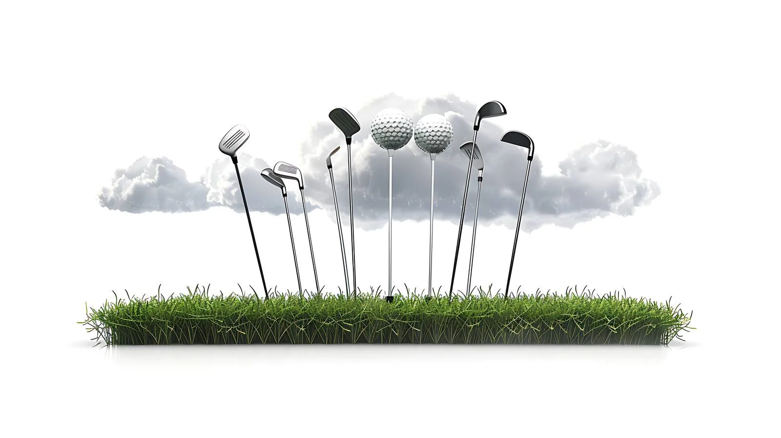 Serene Golf Clubs on Lush Grass Under Stormy Sky — free download from Dotvec