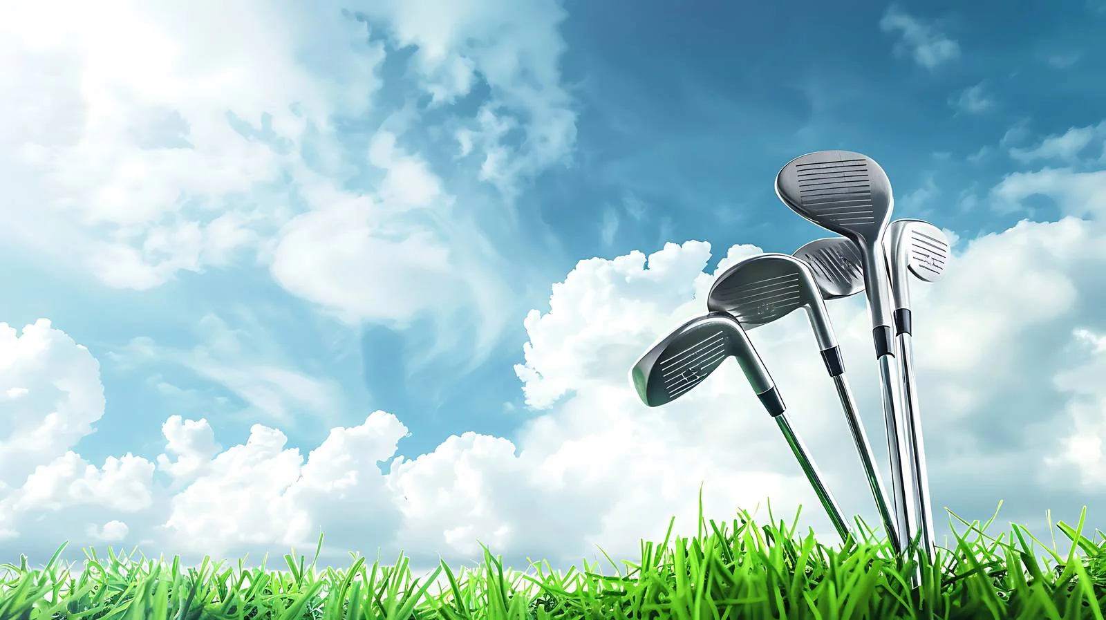 Scenic Golf Clubs on Turf under Dramatic Sky — free download from Dotvec