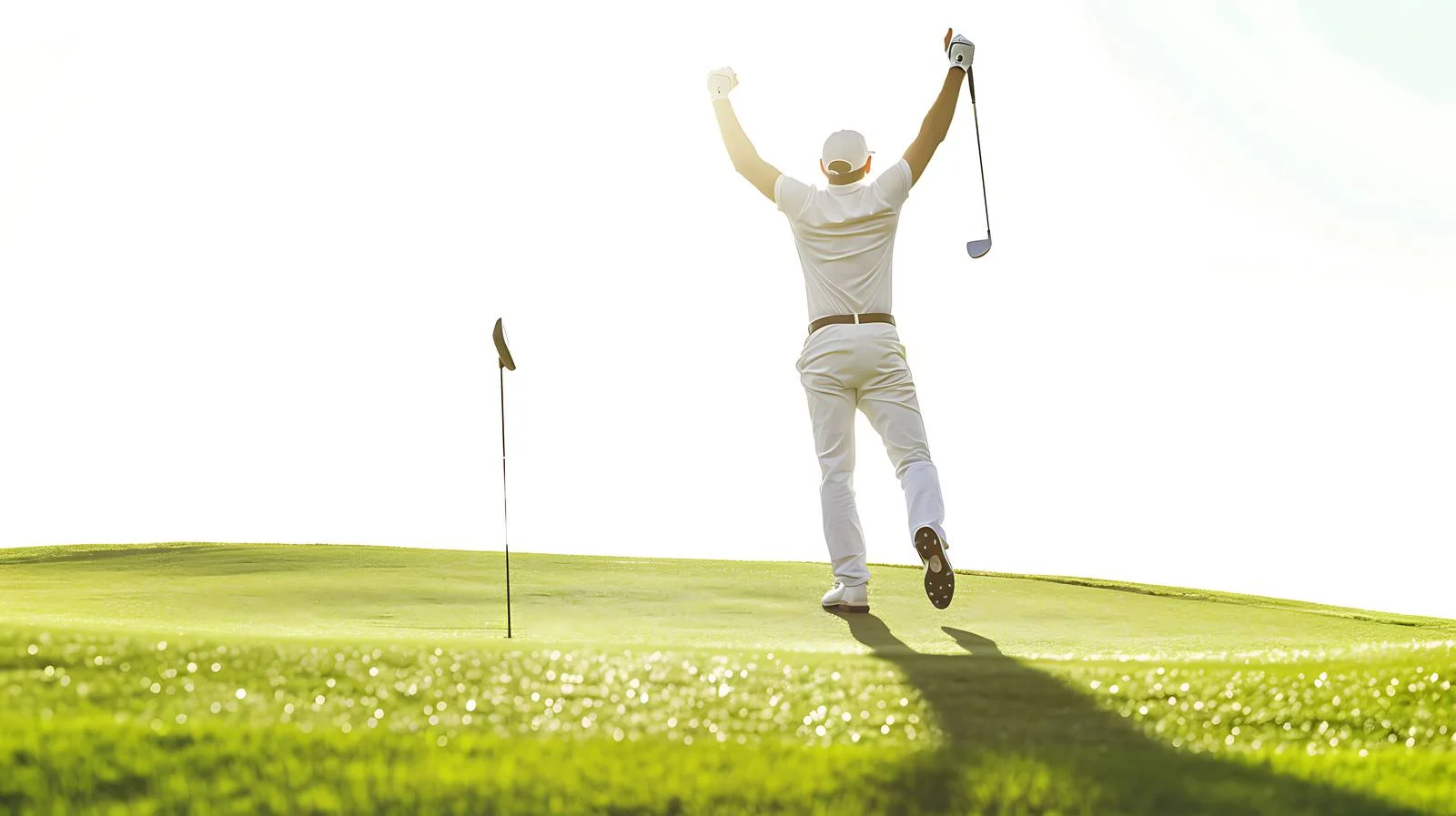 Euphoric Golfer Celebrates Successful Putt on Green — free download from Dotvec