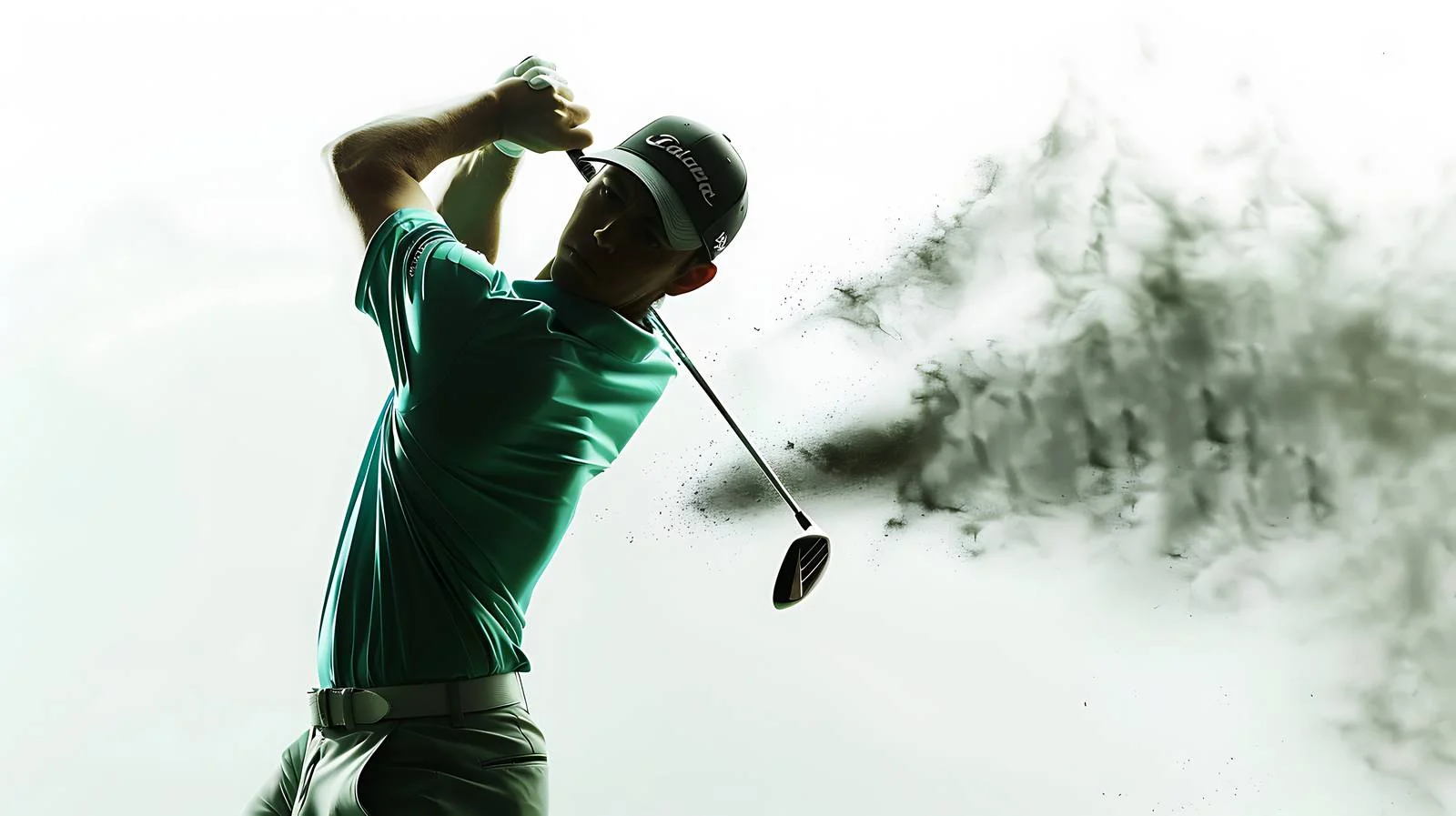 Golfer Swinging on Blurred Green, White Background — free download from Dotvec