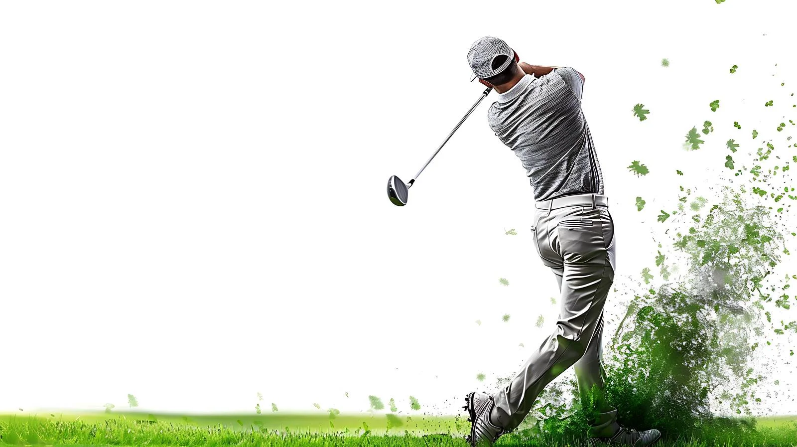 Golfer swinging on blurred green background — free download from Dotvec