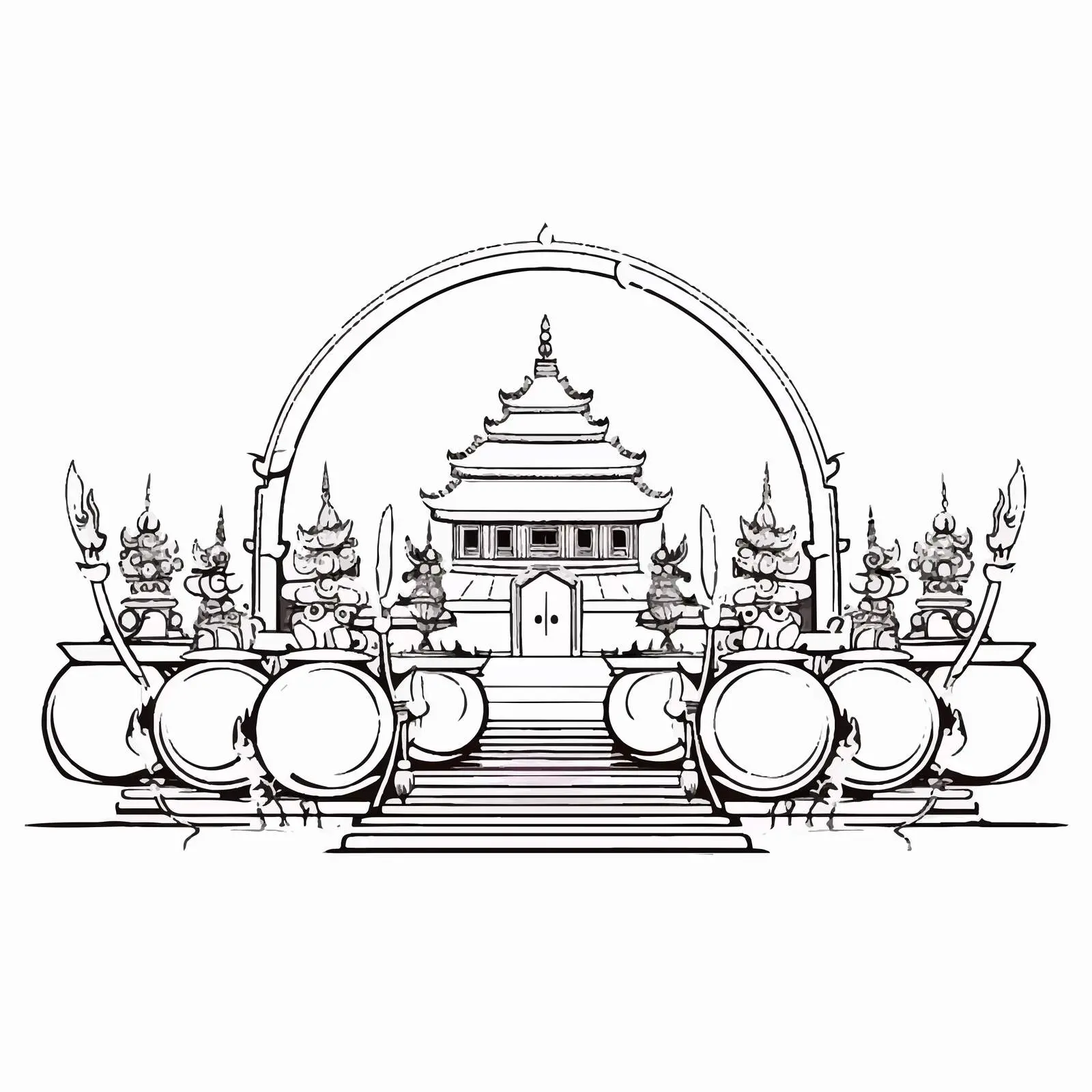Gong Gamelan Outline Vector Illustration — free download from Dotvec