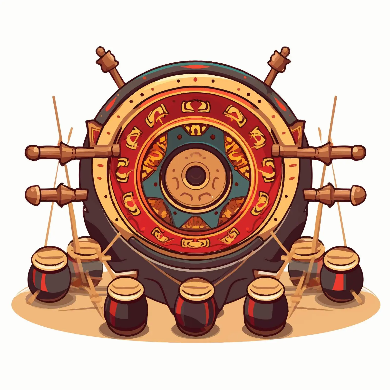 Gong Gamelan Vector Illustration on White Background — free download from Dotvec