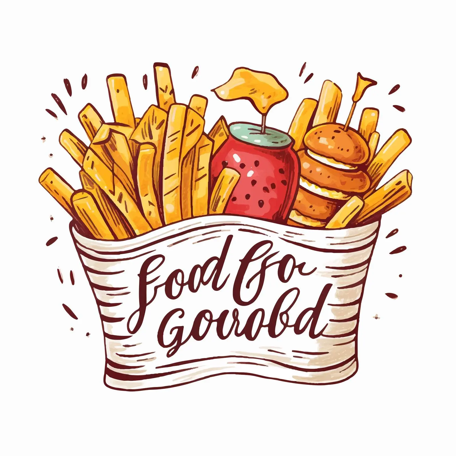Hand Lettering of Good Food Good Mood – free fun food image from Dotvec