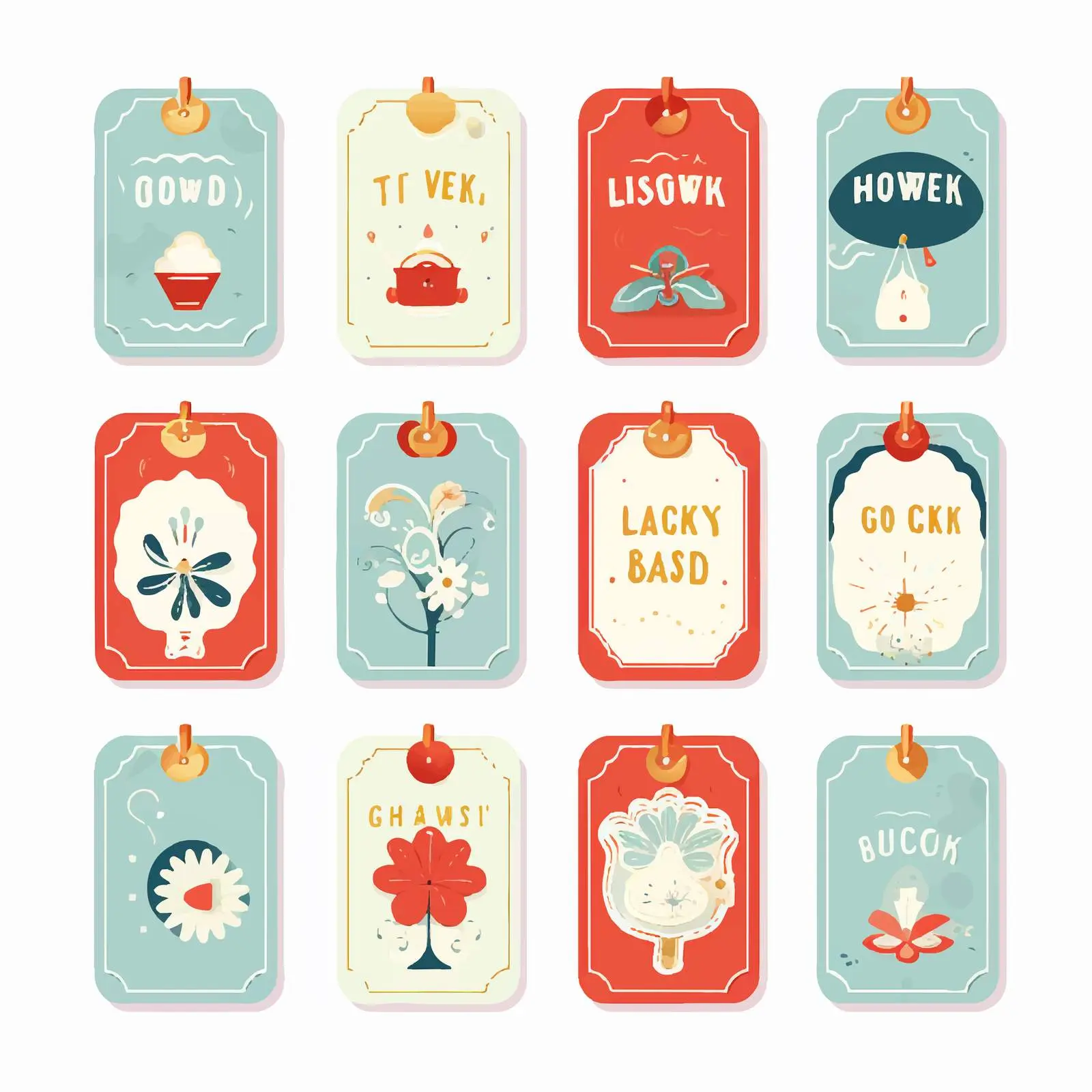 Cartoon Good Luck Wishes Cards and Labels Set – free luck image from Dotvec