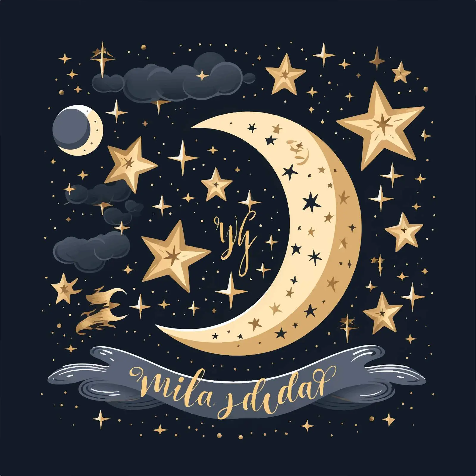 Good Night Wishes with Stars and Moon Design — free download from Dotvec