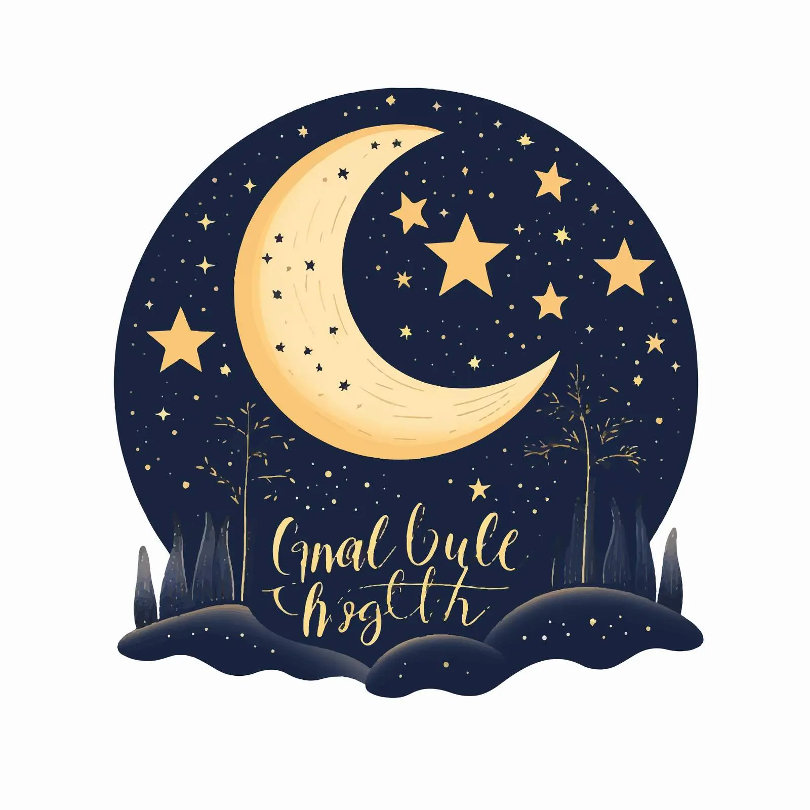 Good Night Wishes with Stars and Bright Moon — free download from Dotvec