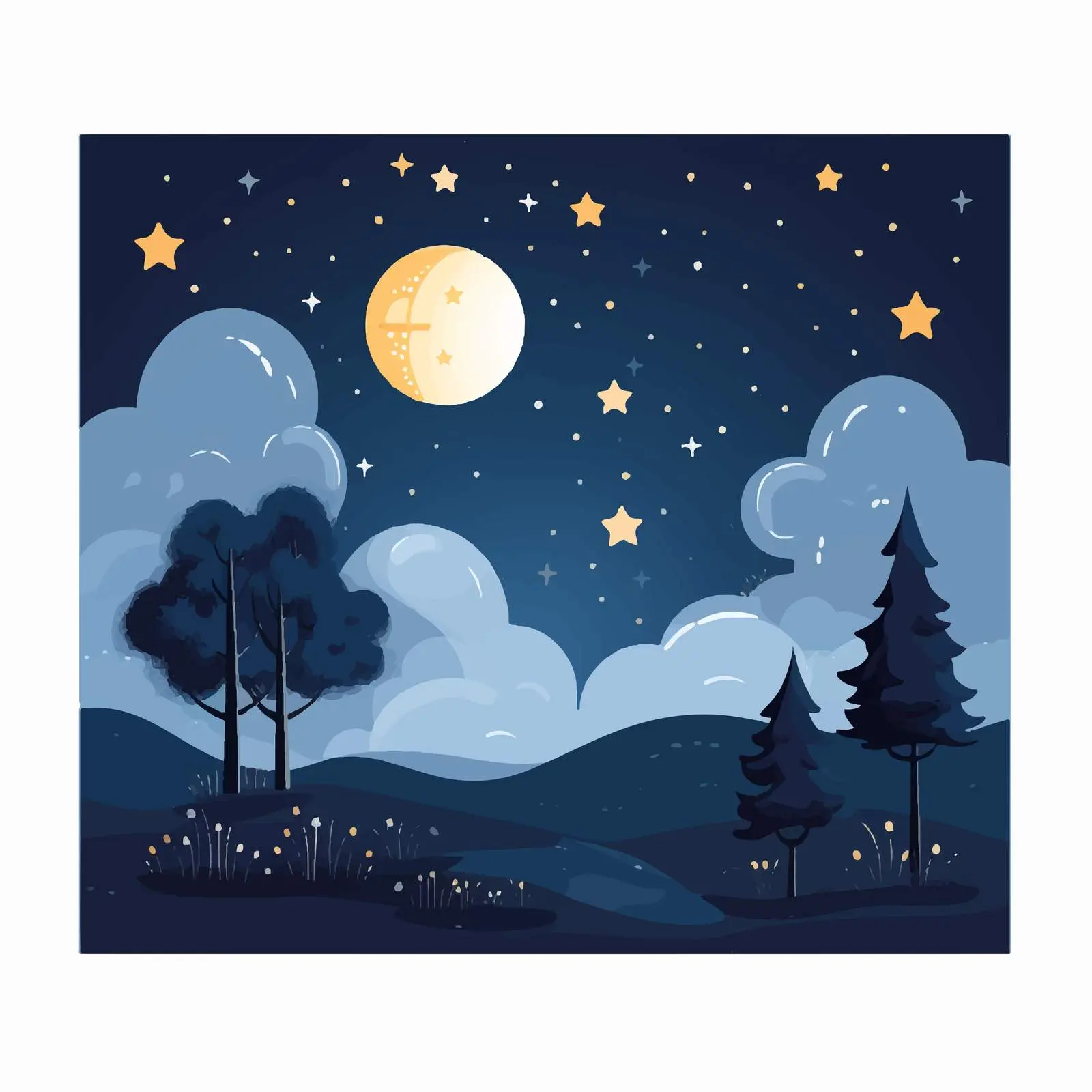 Cute Starry Sky Illustration Postcard — free download from Dotvec