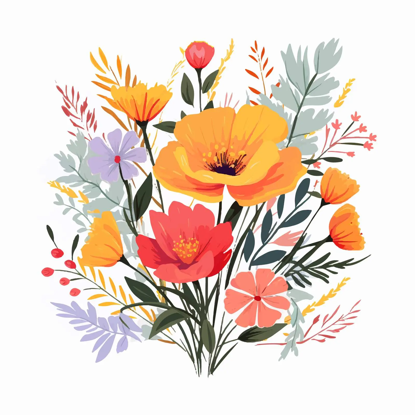 Modern Botanical Card with Gorgeous Blossomed Flowers — free download from Dotvec