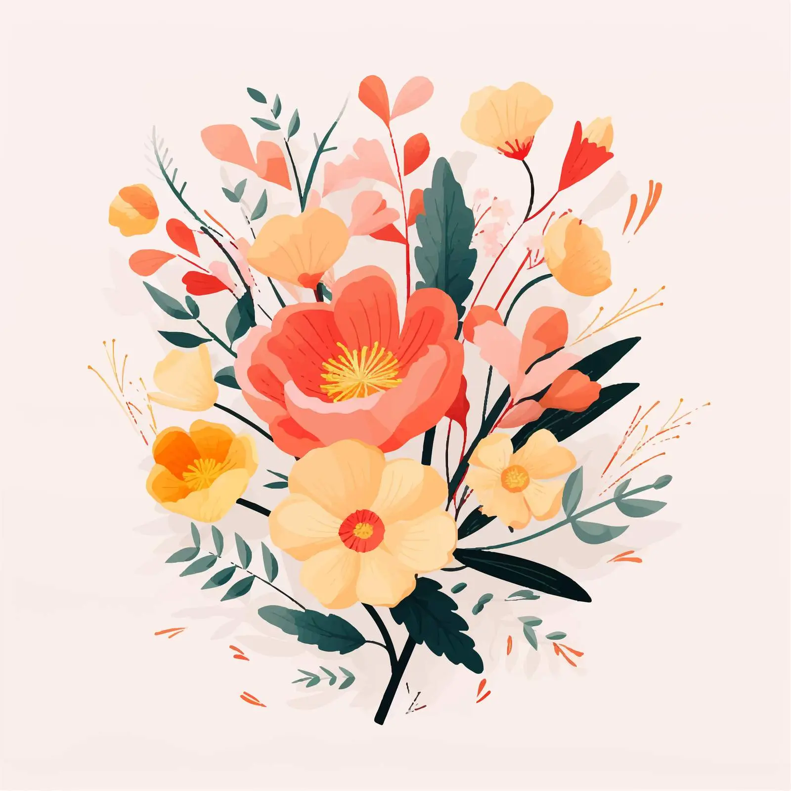 Modern Botanical Floral Card with Blossomed Flowers — free download from Dotvec