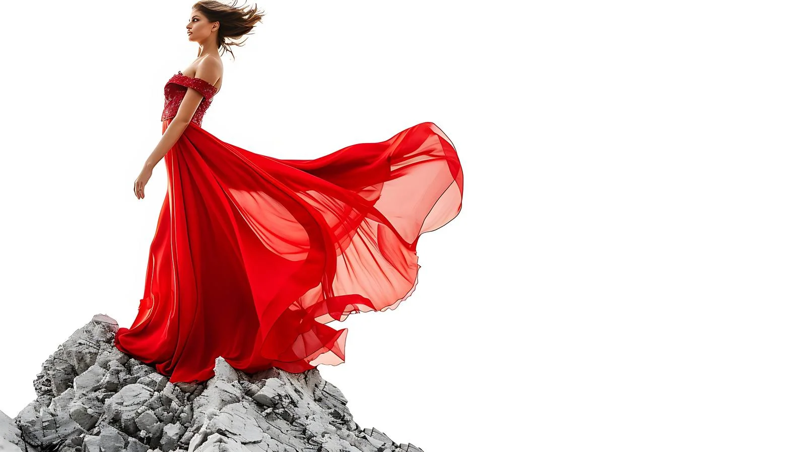 Elegant Fashion Model in Red Dress — free download from Dotvec