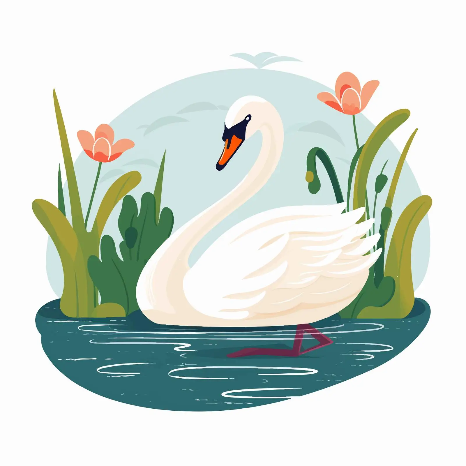 Elegant White Swan Swimming in Tranquil Waters — free download from Dotvec