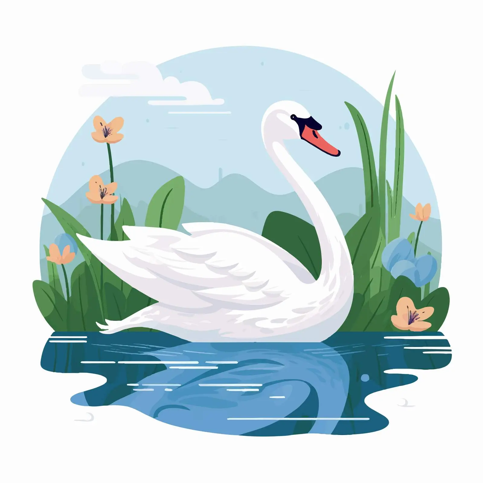 Elegant White Swan Swimming in Tranquil Waters — free download from Dotvec