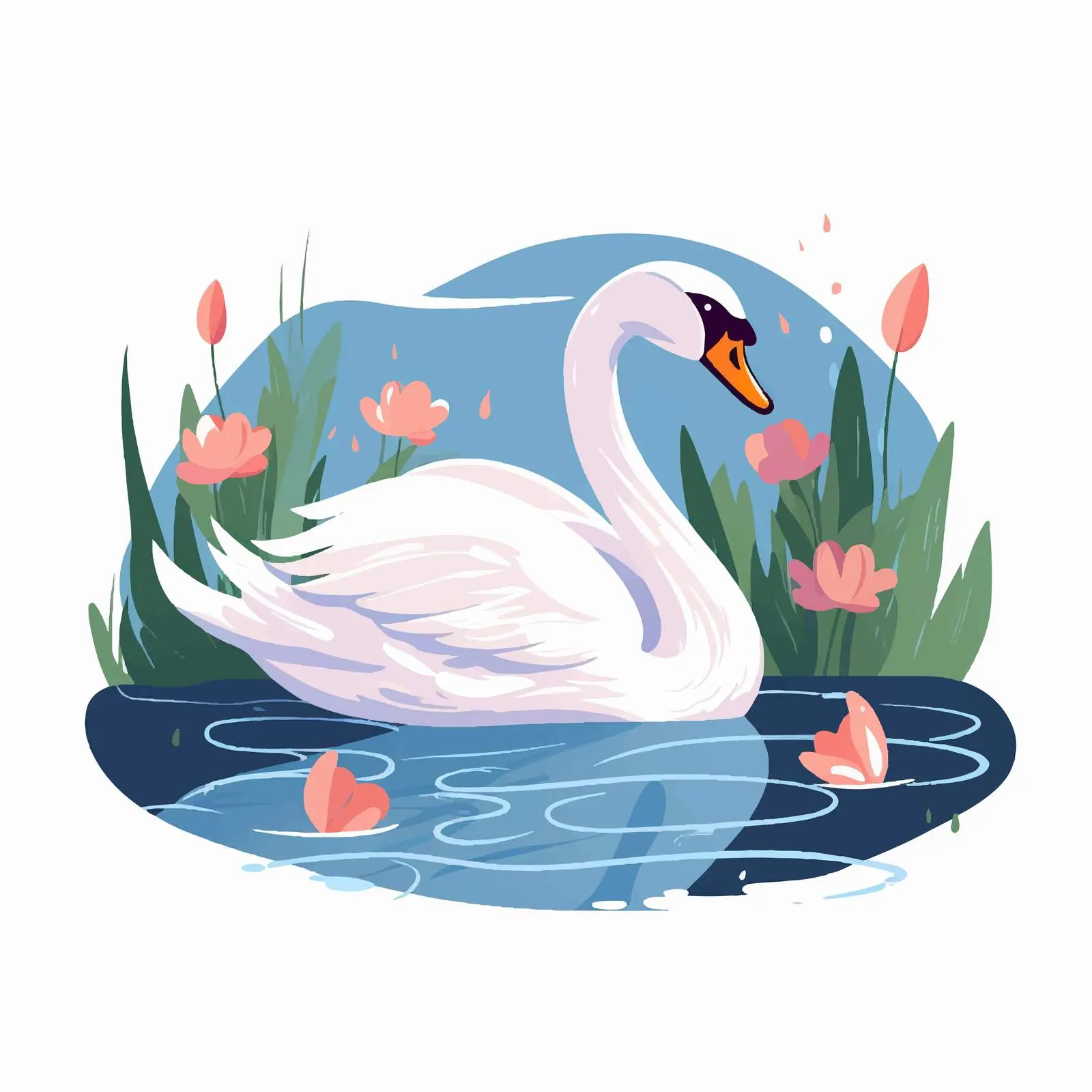 Elegant White Swan Swimming in Serene Waters — free download from Dotvec