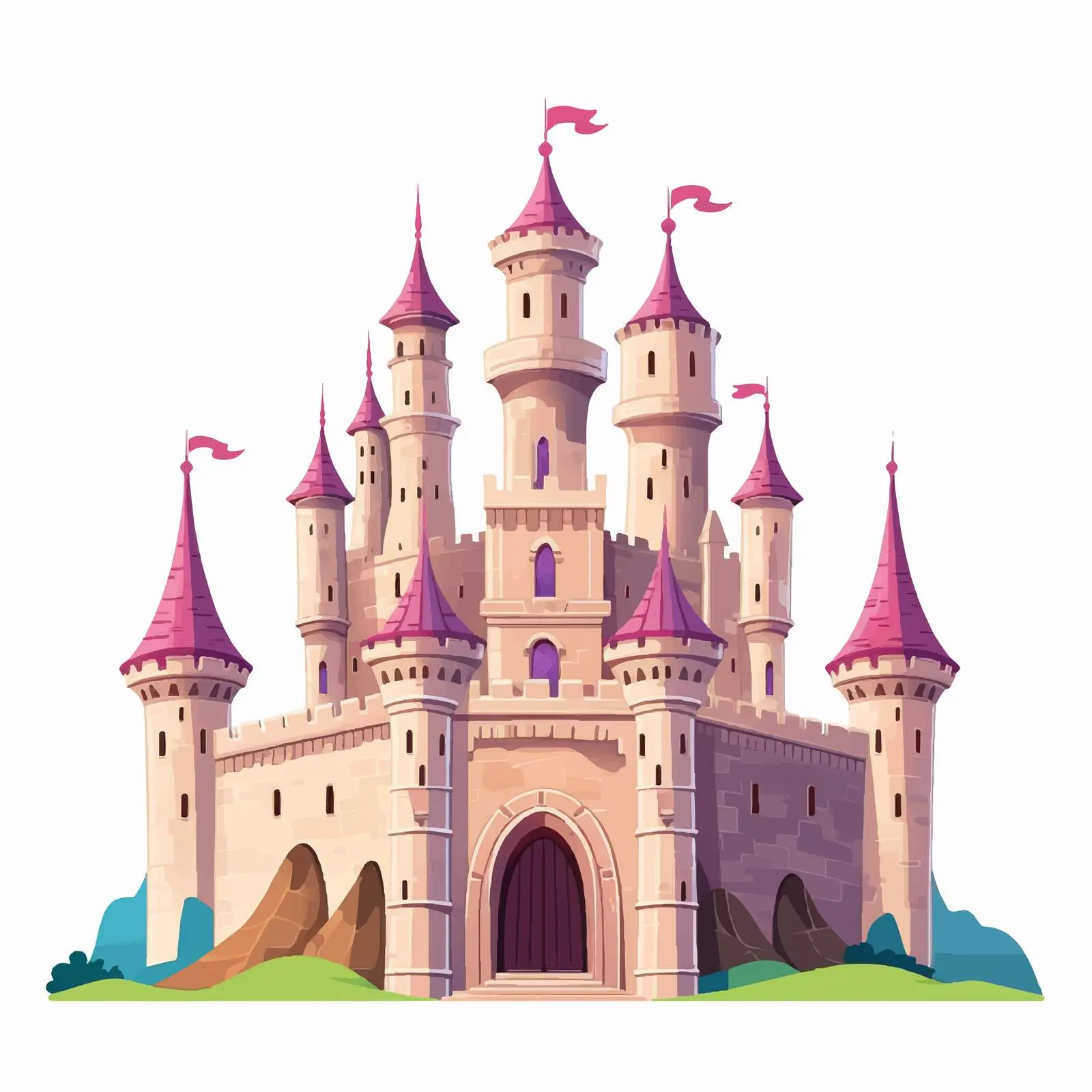 Fairytale Medieval Castle Fortress Vector Art — free download from Dotvec