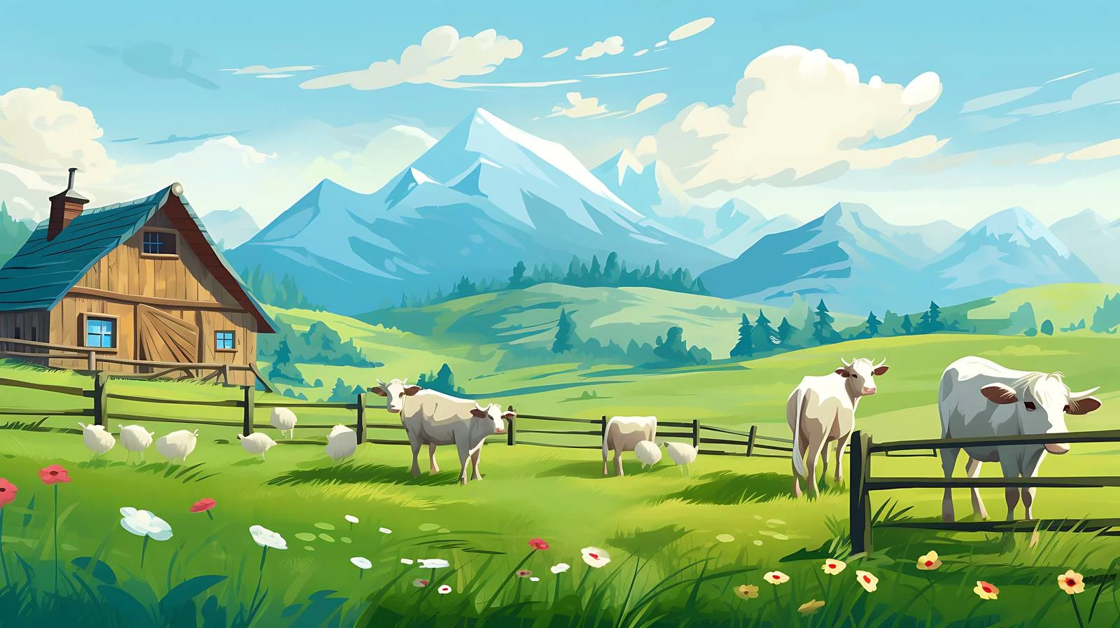 Idyllic Countryside Scene with Grazing Livestock — free download from Dotvec