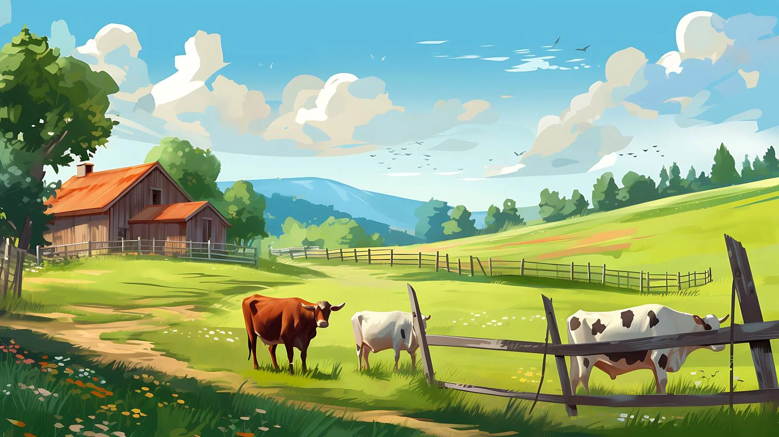 Tranquil rural scene with grazing livestock — free download from Dotvec