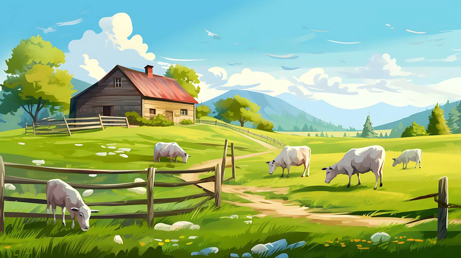Idyllic Countryside Scene with Grazing Livestock — free download from Dotvec