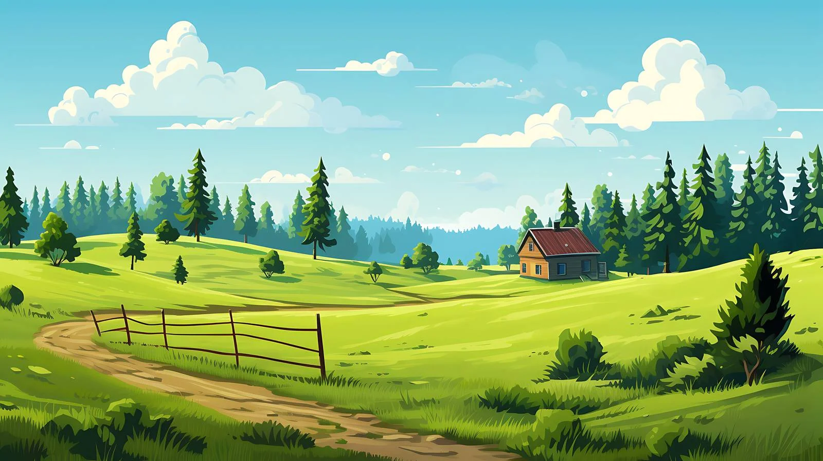 Serene Rural Scene Amid Lush Evergreens – free coniferous image from Dotvec