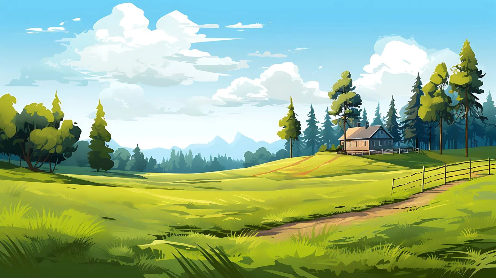 Serene Countryside Scene with Lush Evergreen Forest – free coniferous image from Dotvec