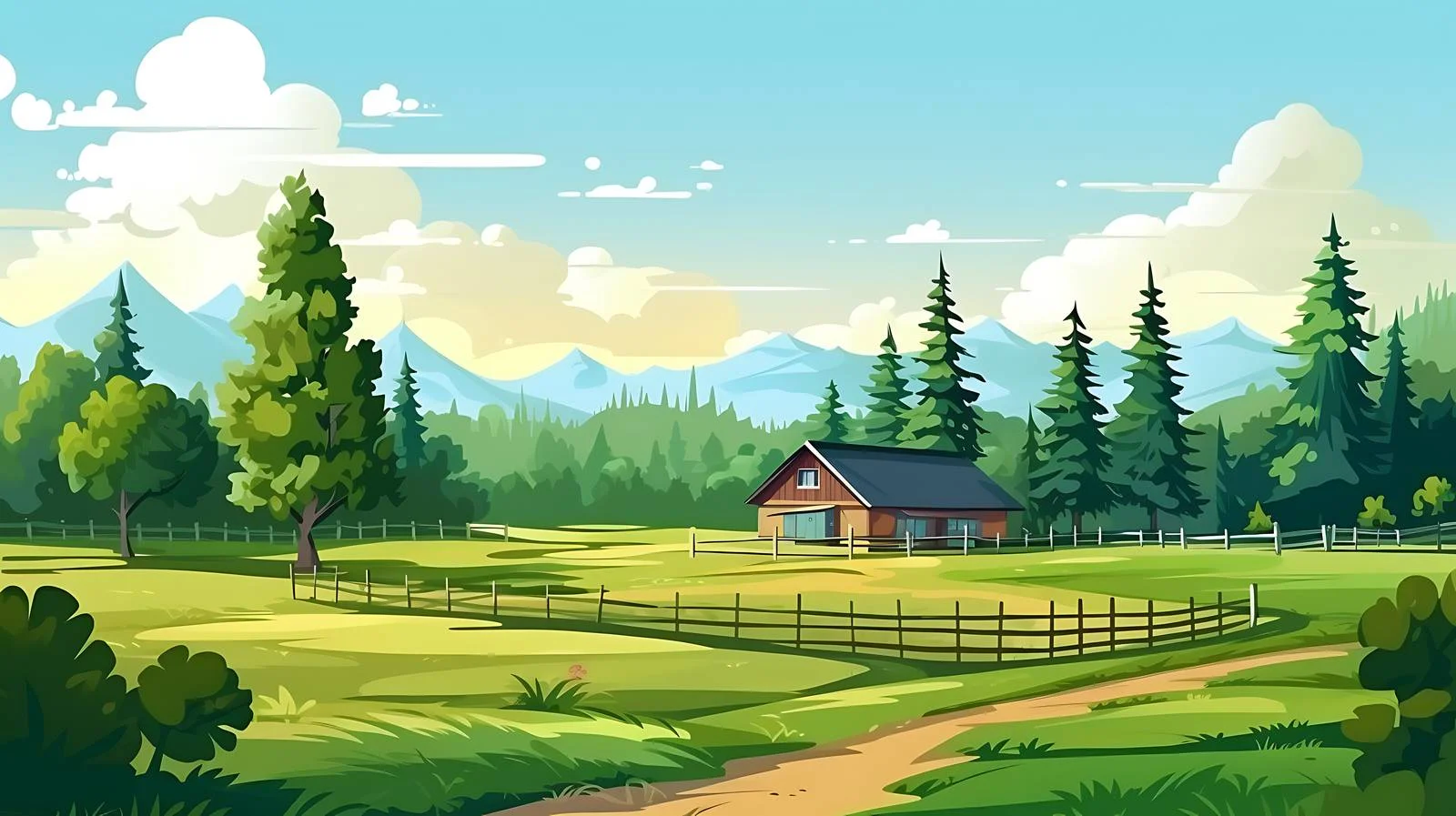 Serene Countryside with Lush Evergreen Forest — free download from Dotvec