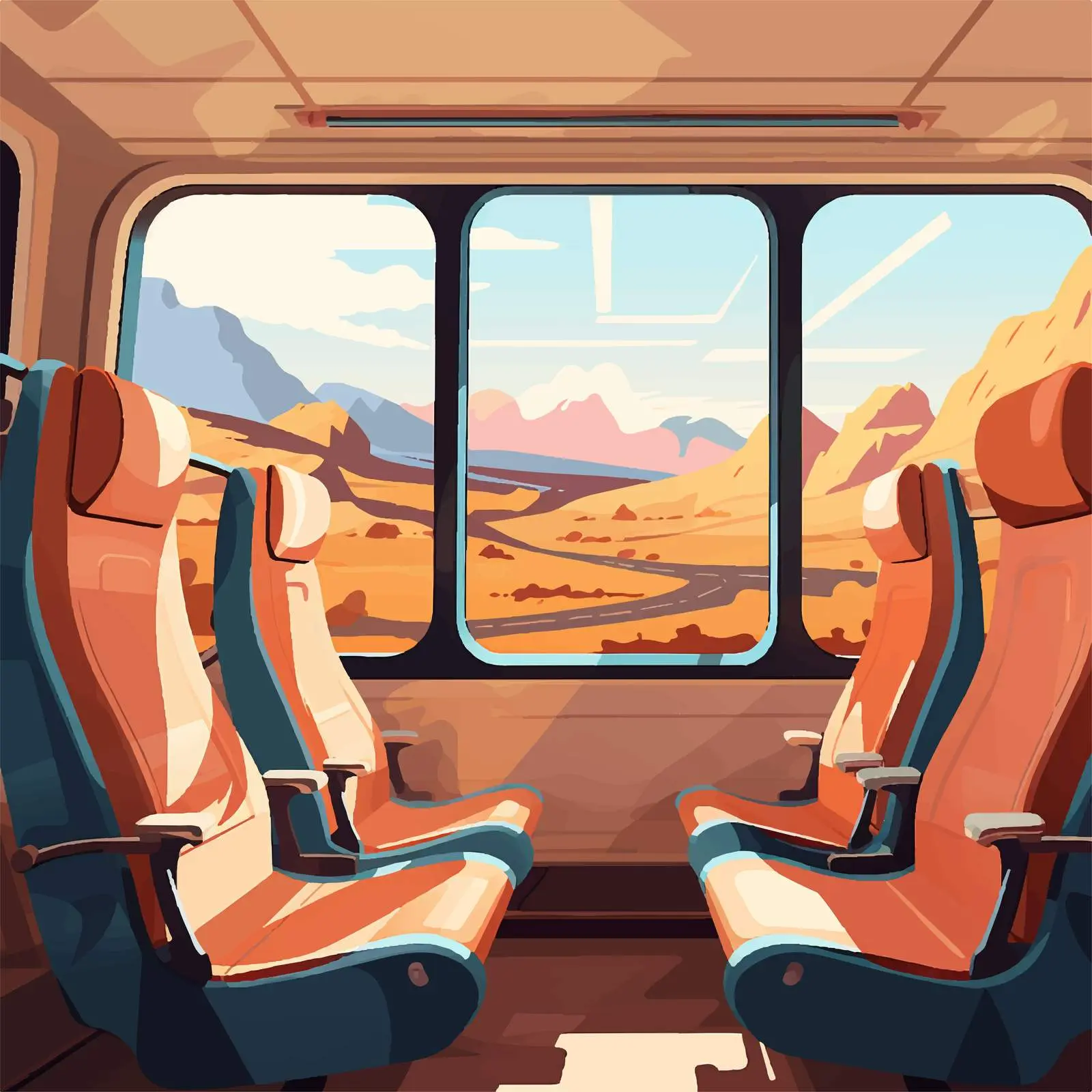 Train Interior with Scenic Window View — free download from Dotvec