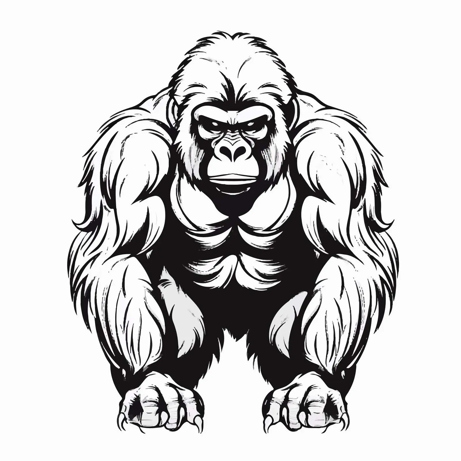 Cartoon Gorilla Line Vector Illustration — free download from Dotvec