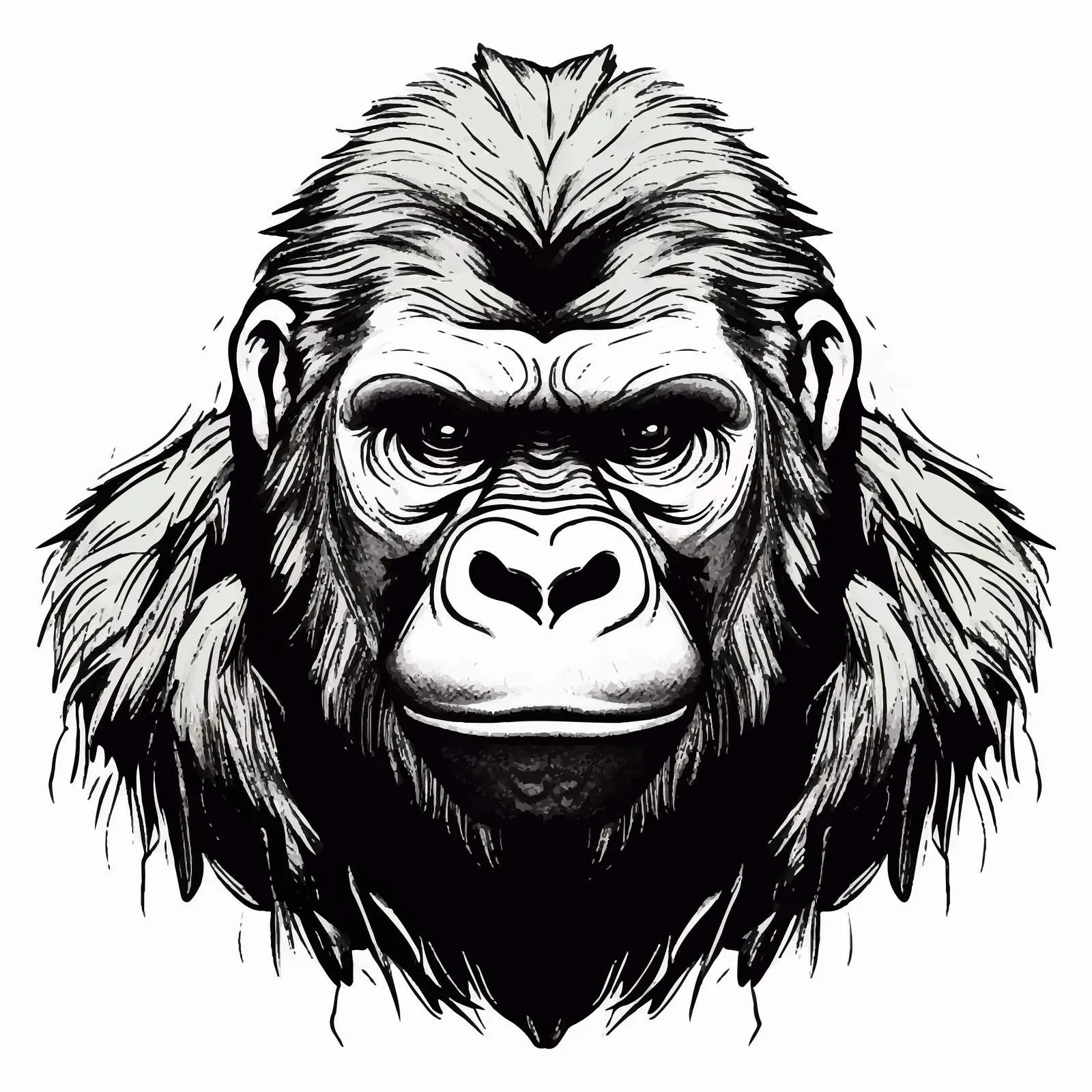 Gorilla Line Vector Illustration on White Background — free download from Dotvec