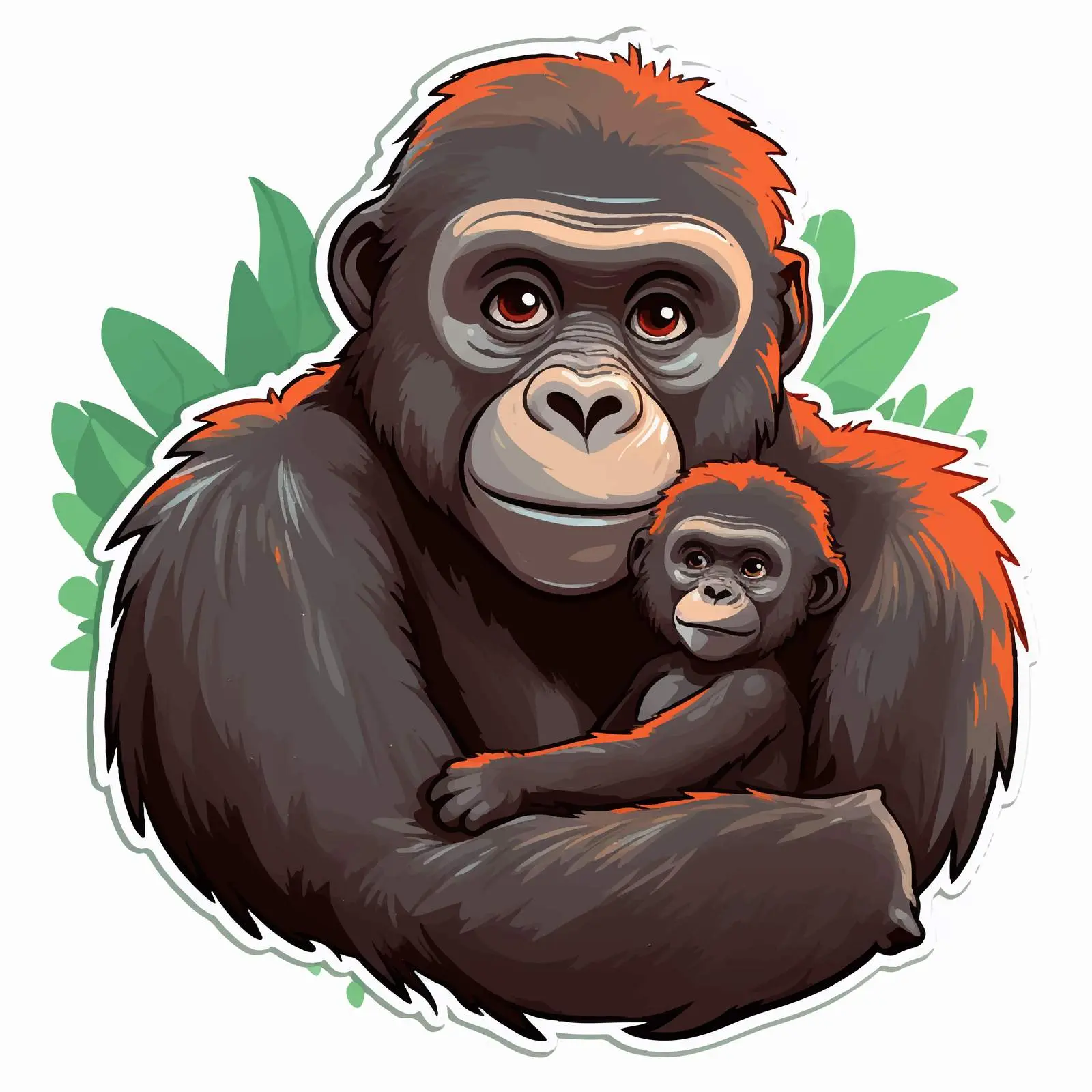 Gorilla Mom and Baby Sticker Illustration — free download from Dotvec