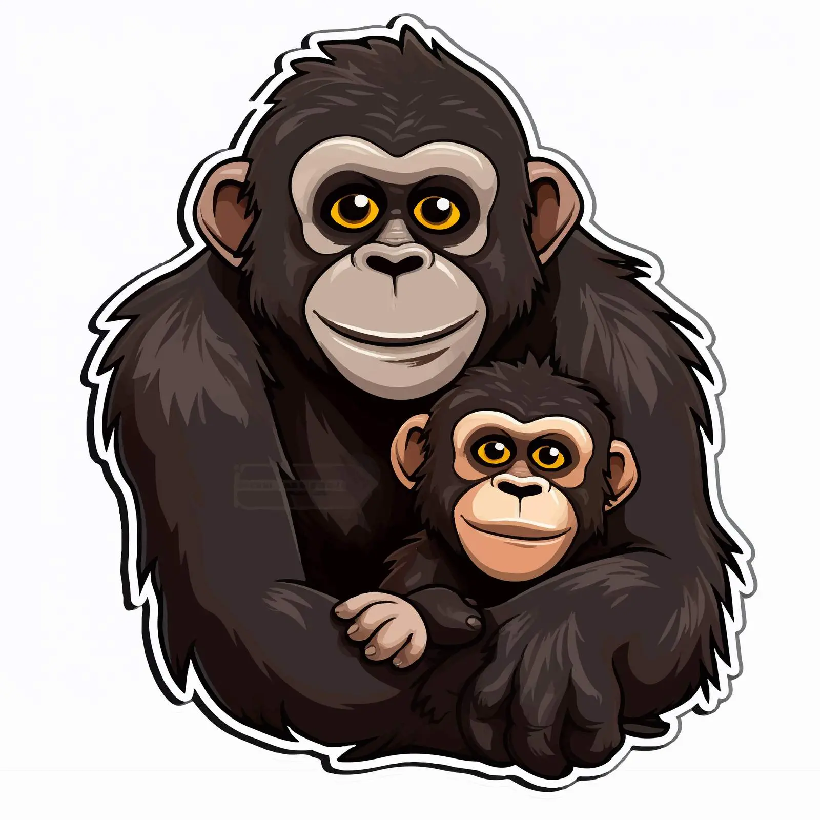 Cute Gorilla Mom and Baby Sticker Illustration — free download from Dotvec