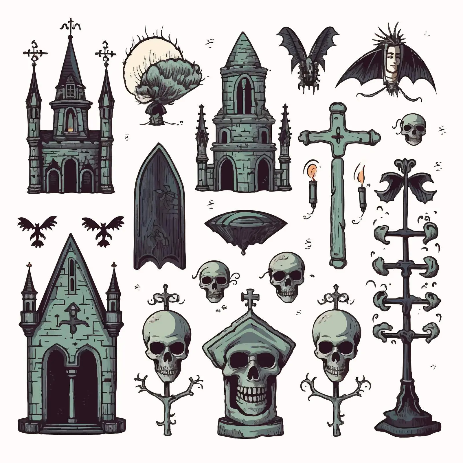 Gothic Cartoon Clip Art Vector Set – free unique clip art image from Dotvec
