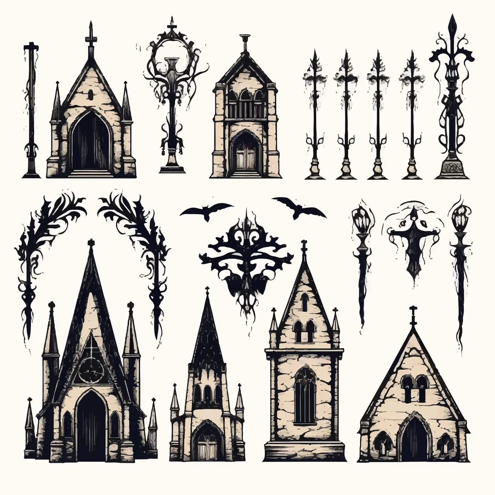 Gothic Cartoon Vector Clip Art Set — free download from Dotvec