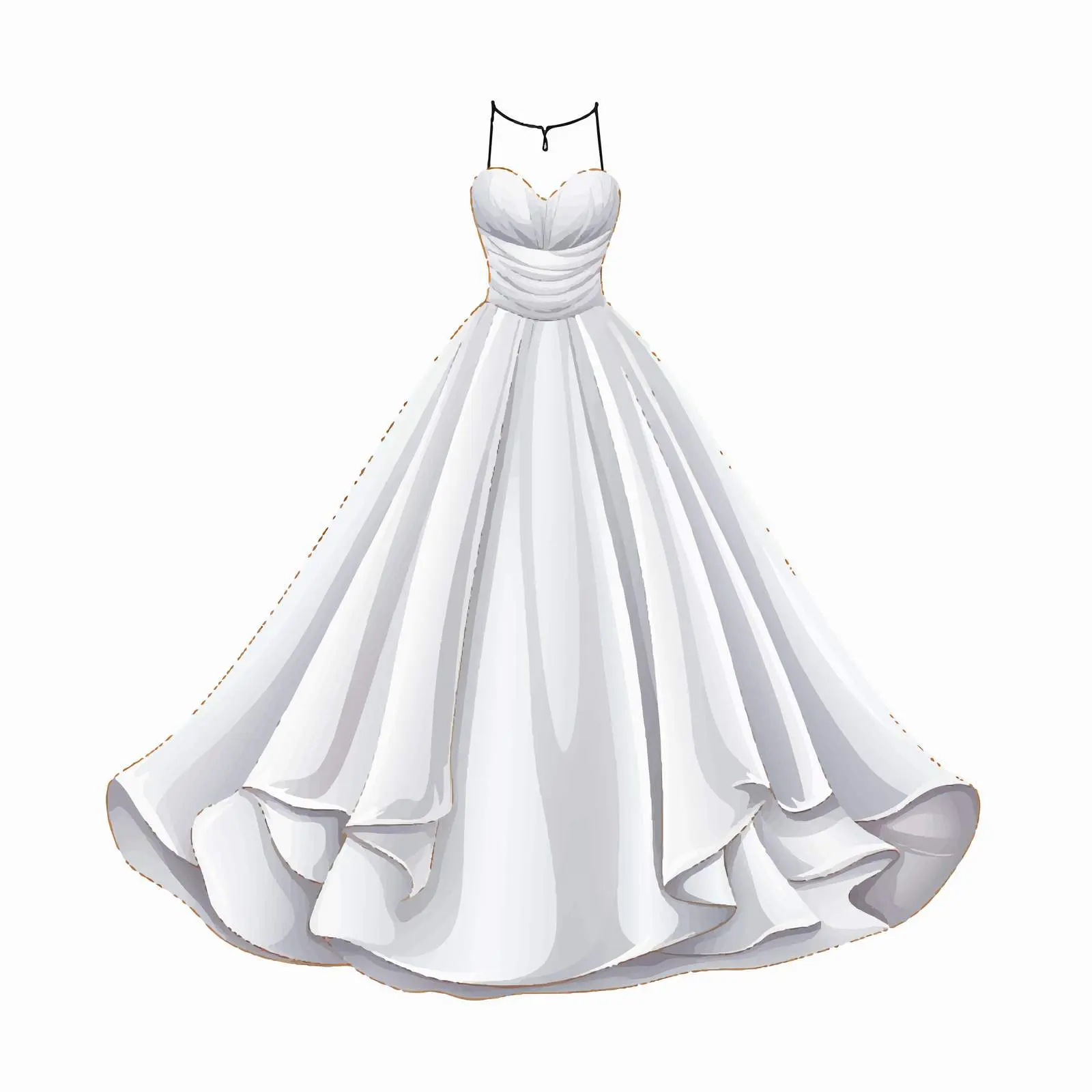 Elegant Gown Vector Illustration on White Background – free couture design image from Dotvec