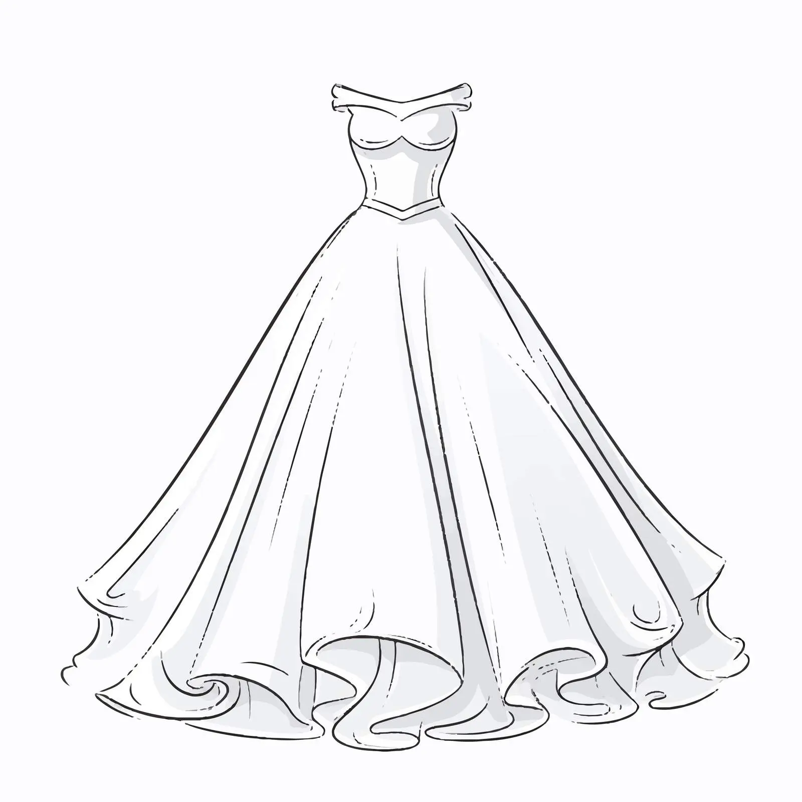 Elegant Gown Outline Vector Illustration — free download from Dotvec