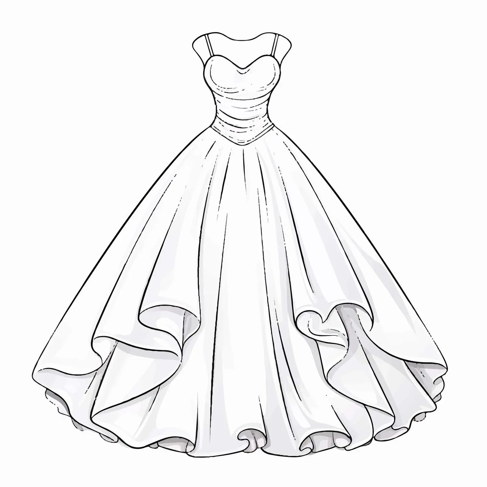 Elegant Gown Outline Vector Illustration – free chic dress image from Dotvec