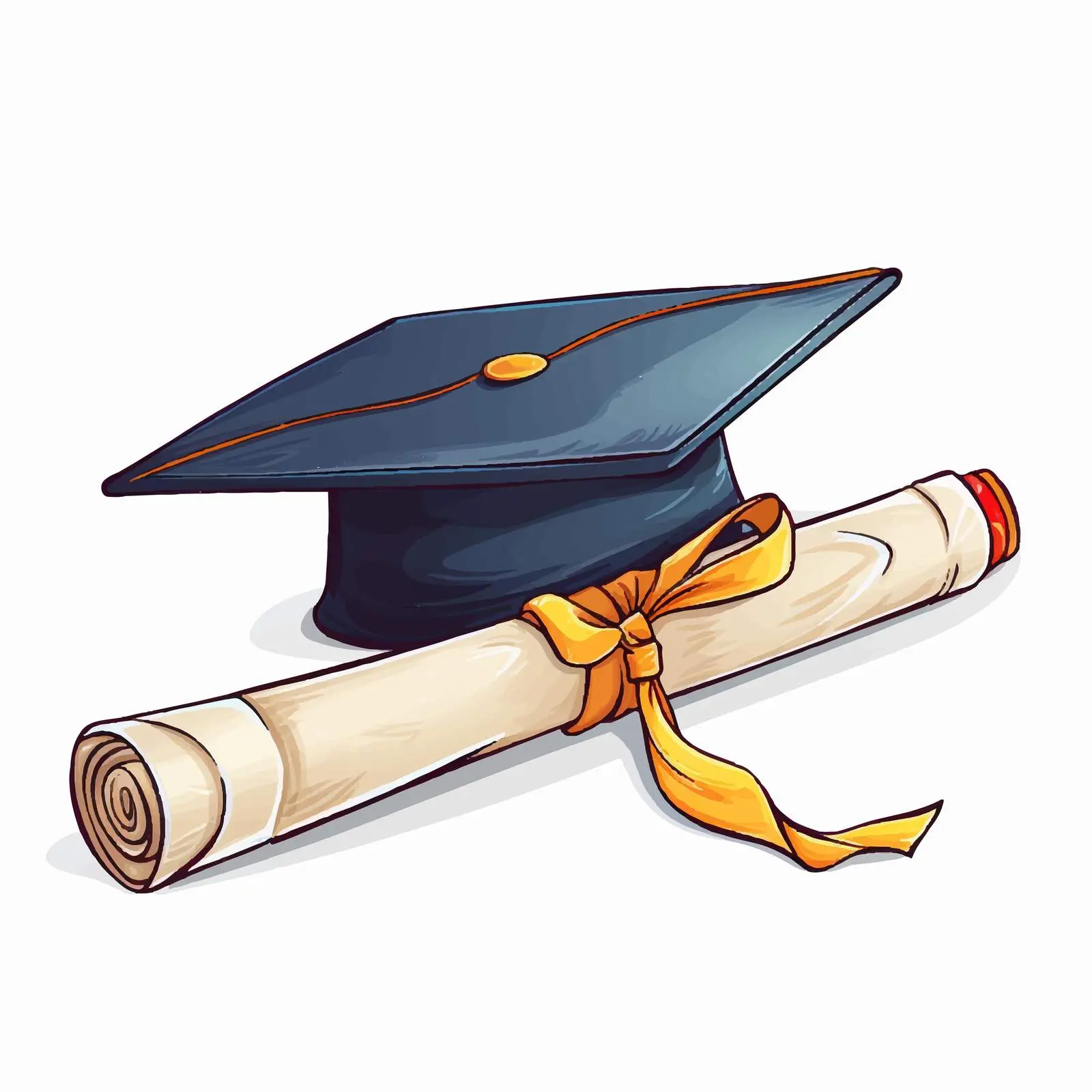 Cartoon Graduation Diploma with Pencil Vector Illustration — free download from Dotvec