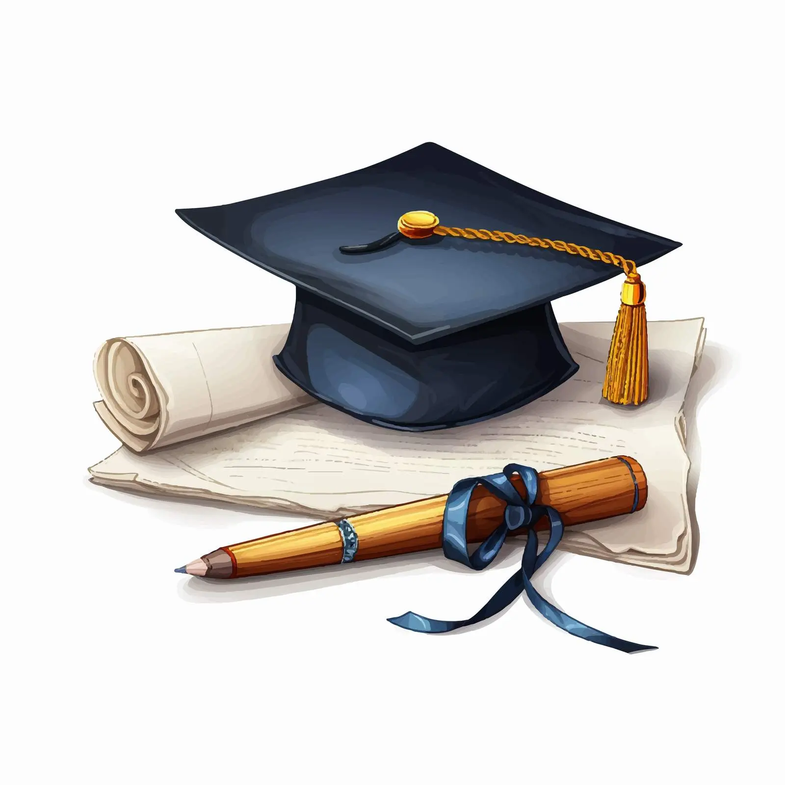 Cartoon Graduation Diploma with Pencil Vector – free diploma image from Dotvec
