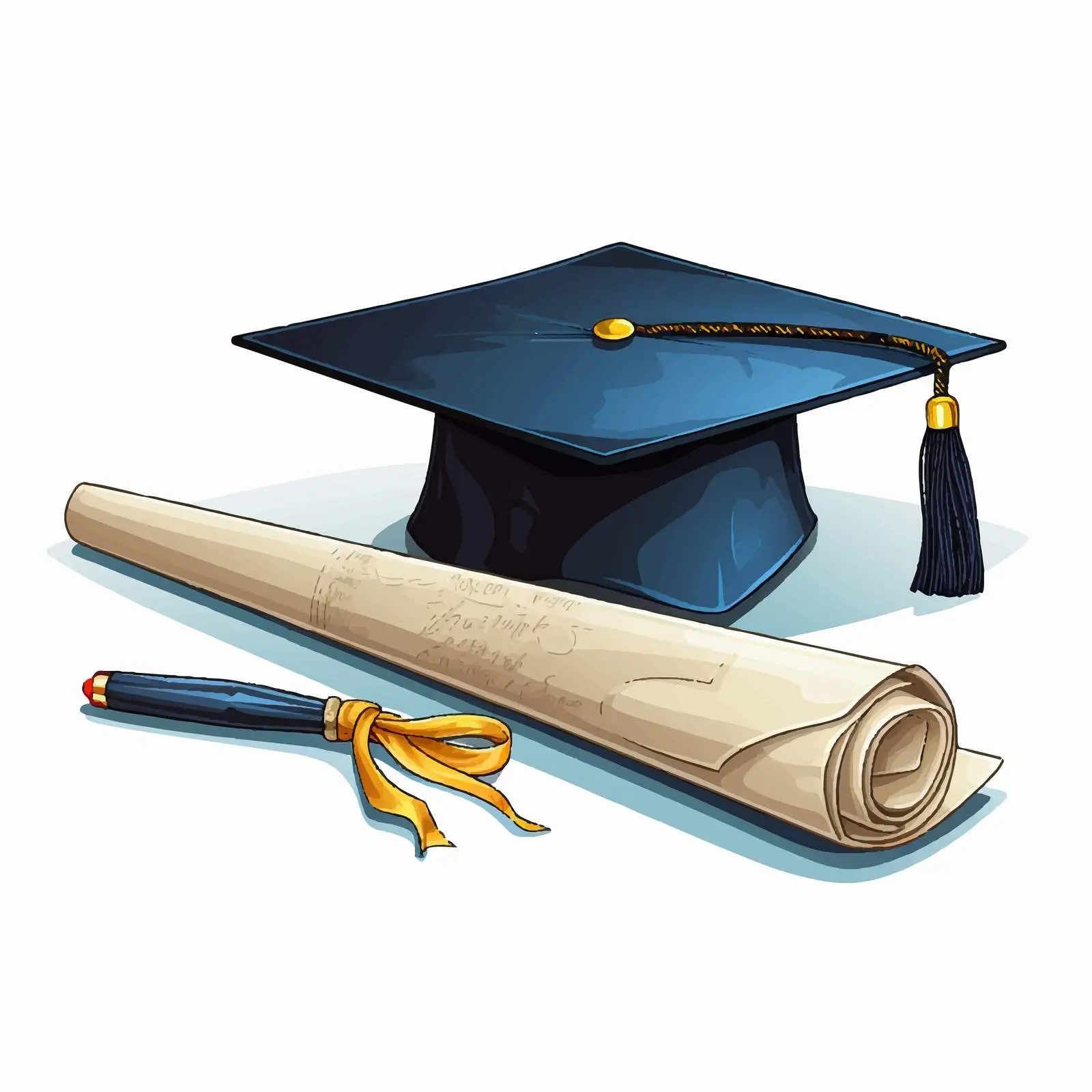 Cartoon Graduation Diploma with Pencil Illustration — free download from Dotvec