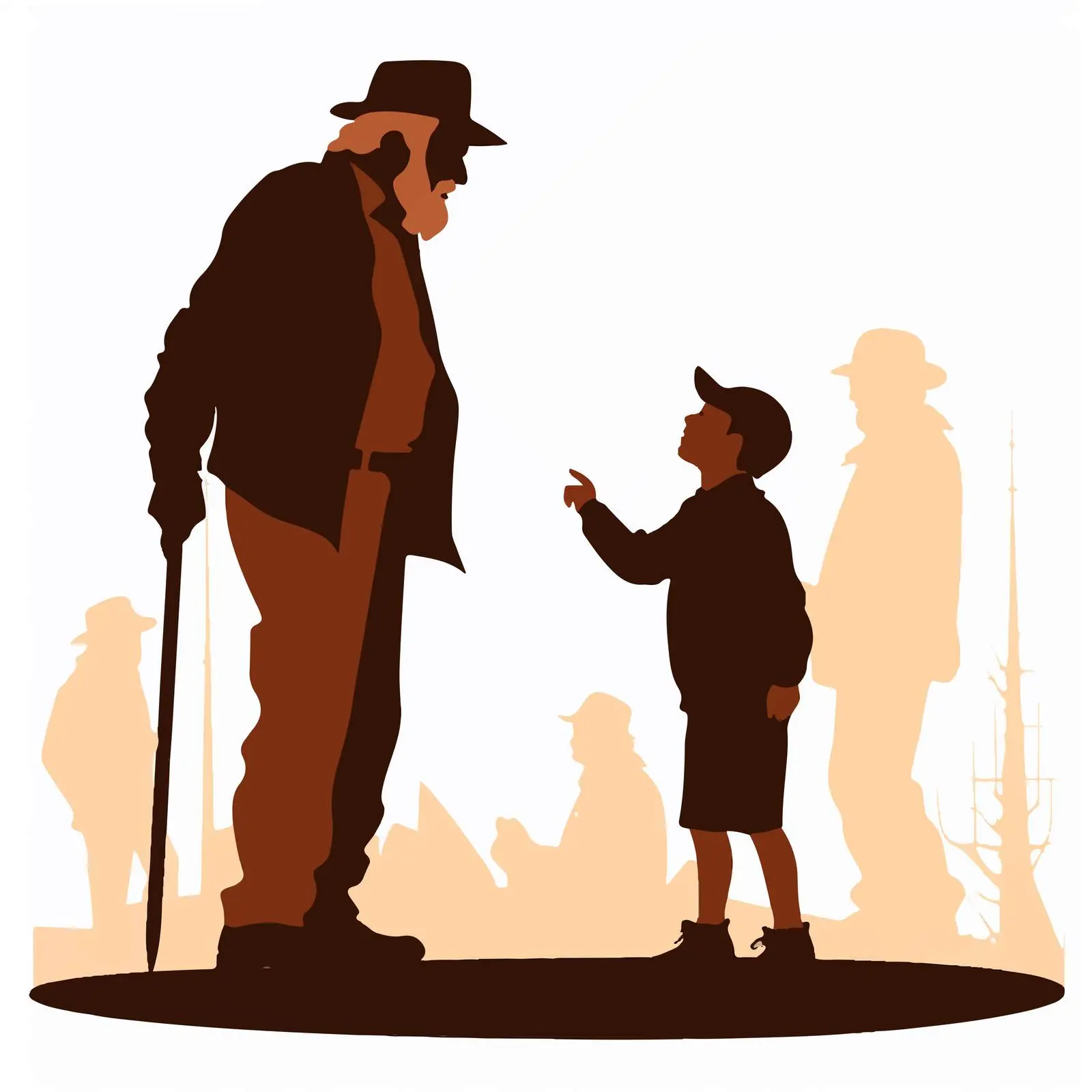 Grandfather and Son Silhouettes Vector Illustration — free download from Dotvec