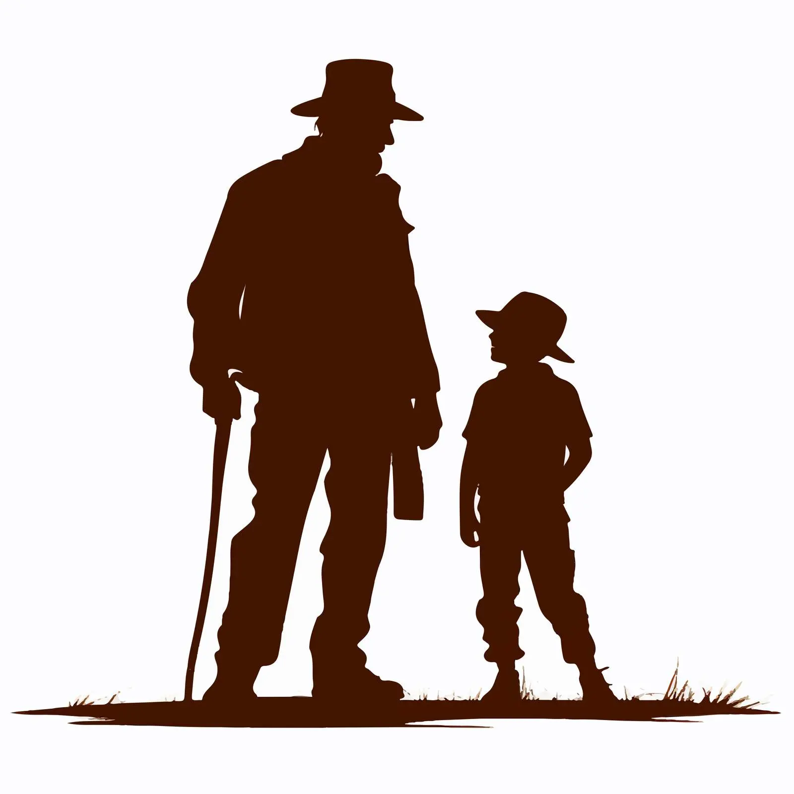Grandfather and Son Silhouettes Vector Illustration — free download from Dotvec