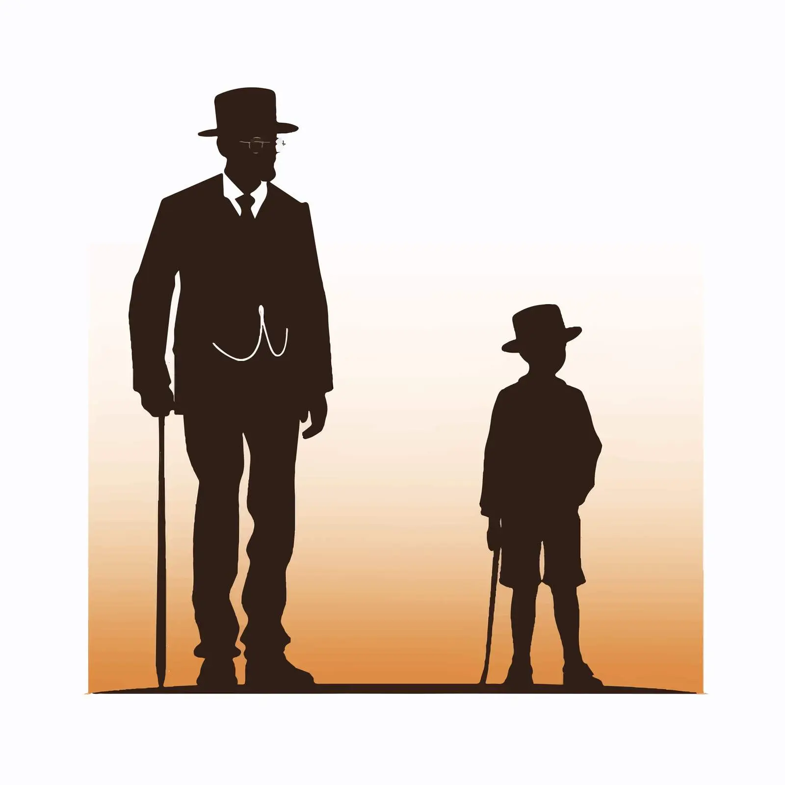 Grandfather and Son Silhouette Cartoon Vector — free download from Dotvec