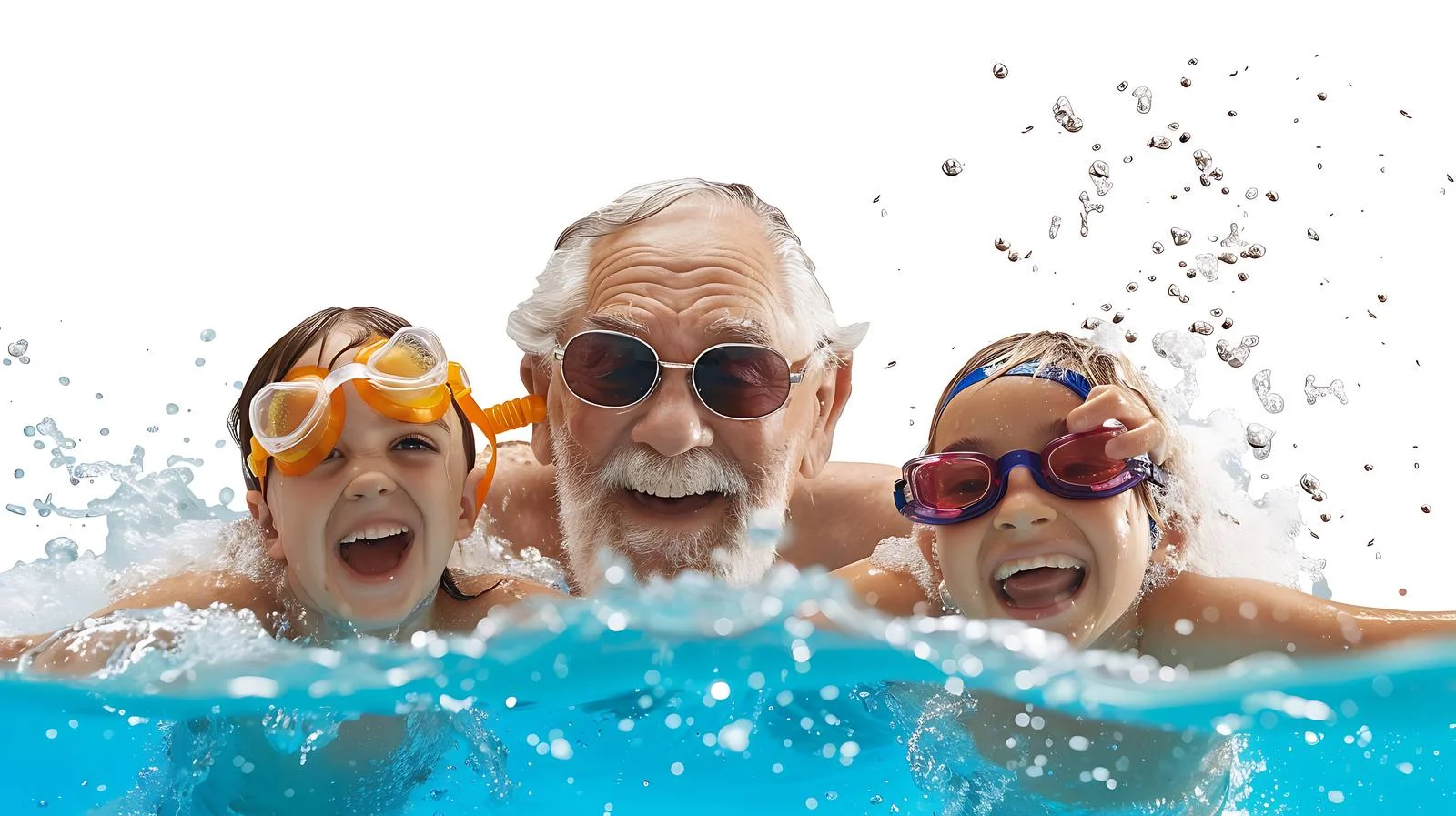 Family fun at pool with grandpa — free download from Dotvec