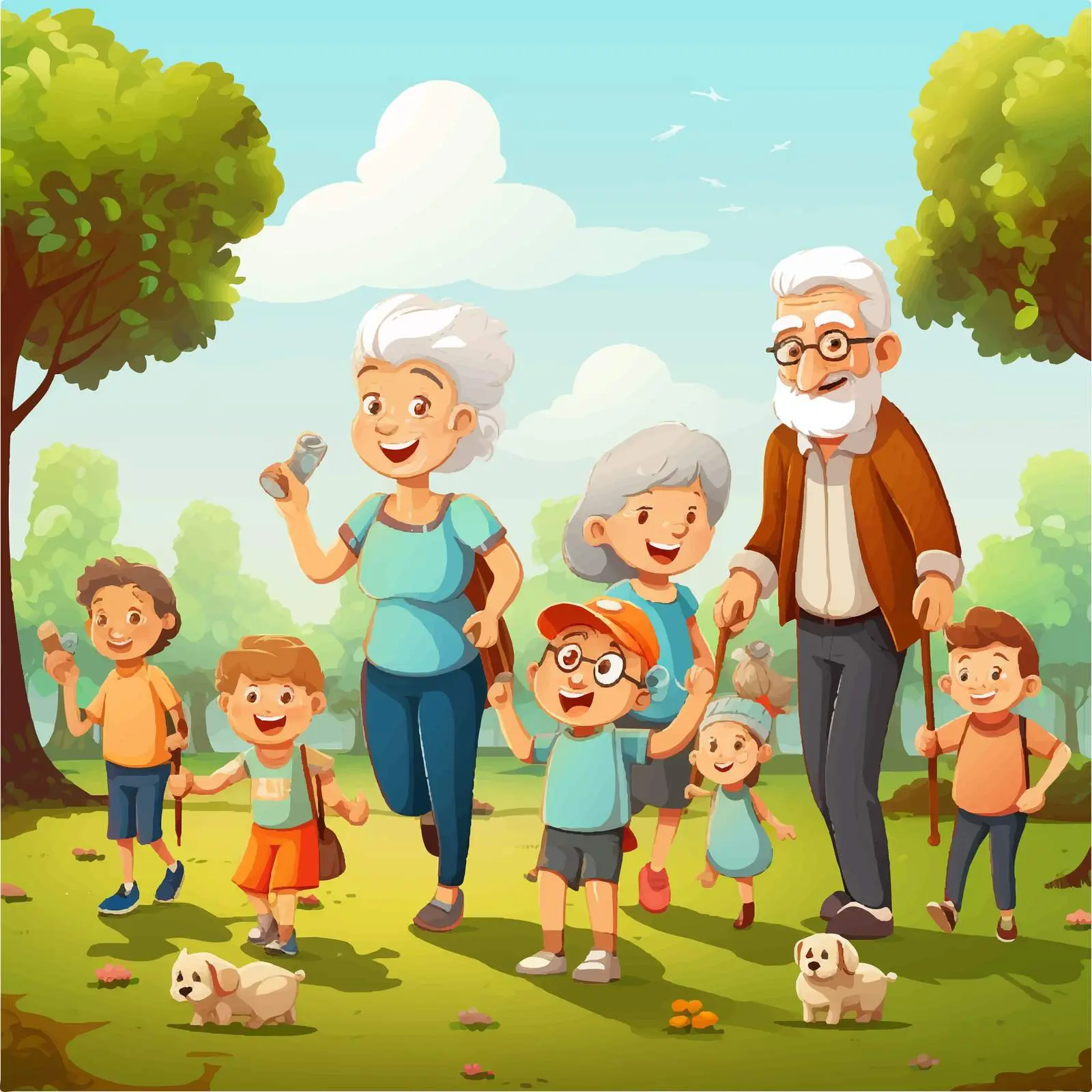 Grandparents Enjoying Time with Children in Park — free download from Dotvec