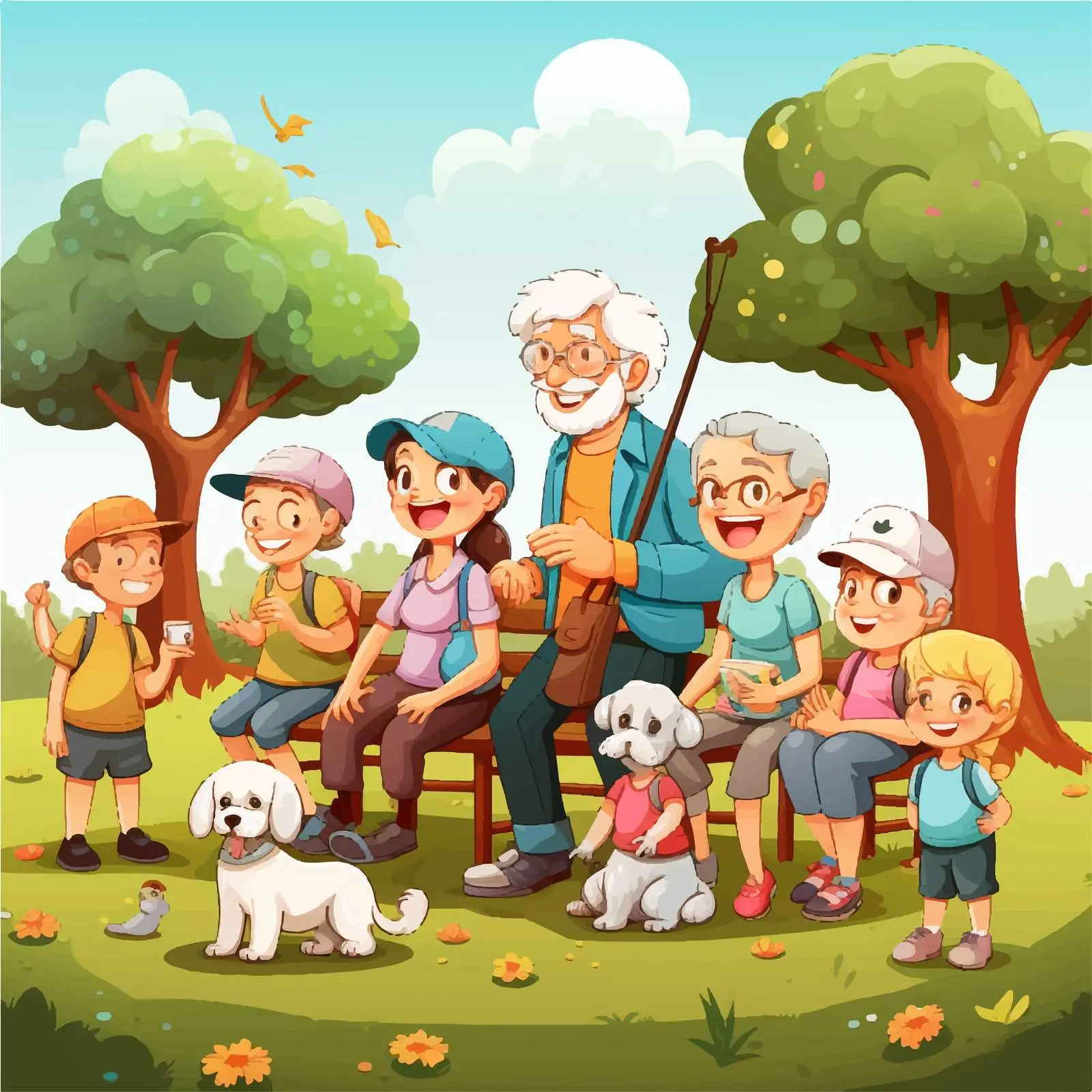 Grandparents Enjoying Time with Children in Park — free download from Dotvec