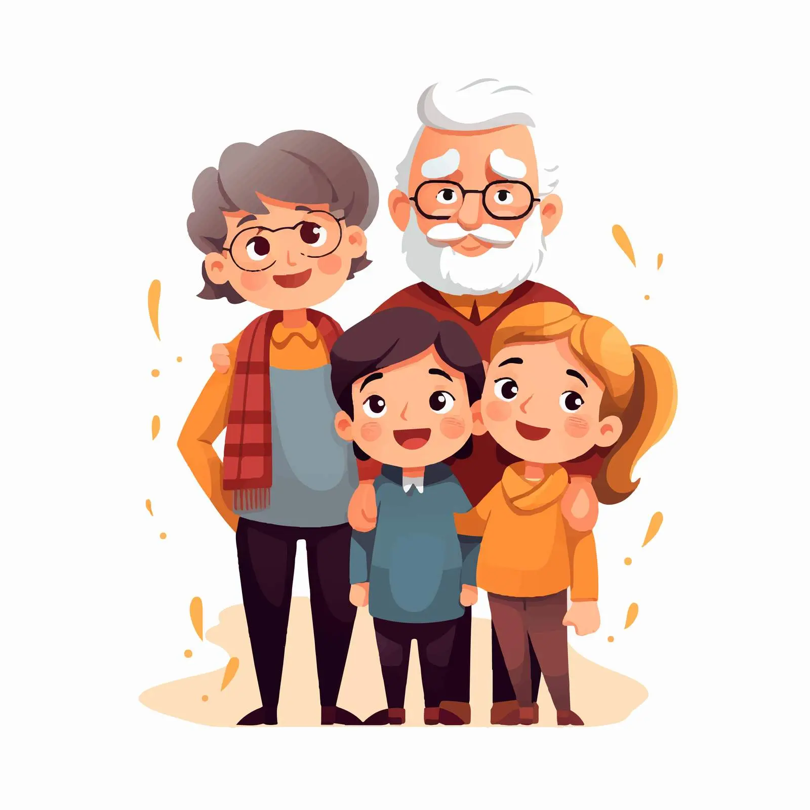 Grandparents with Grandchildren Vector Illustration — free download from Dotvec
