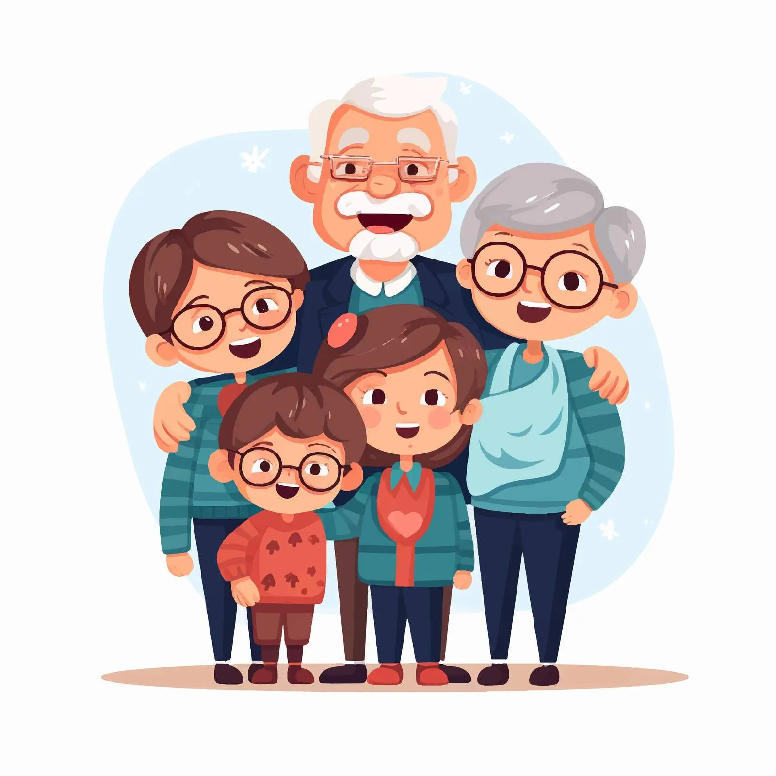 Grandparents and Grandchildren Vector Character Illustration — free download from Dotvec
