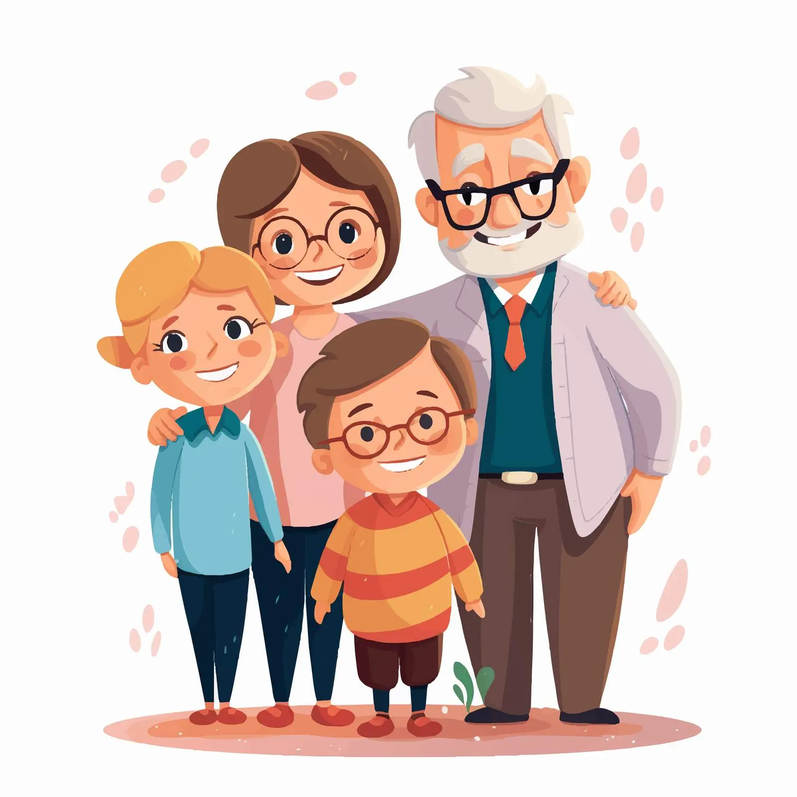 Grandparents and Grandchildren Vector Illustration — free download from Dotvec